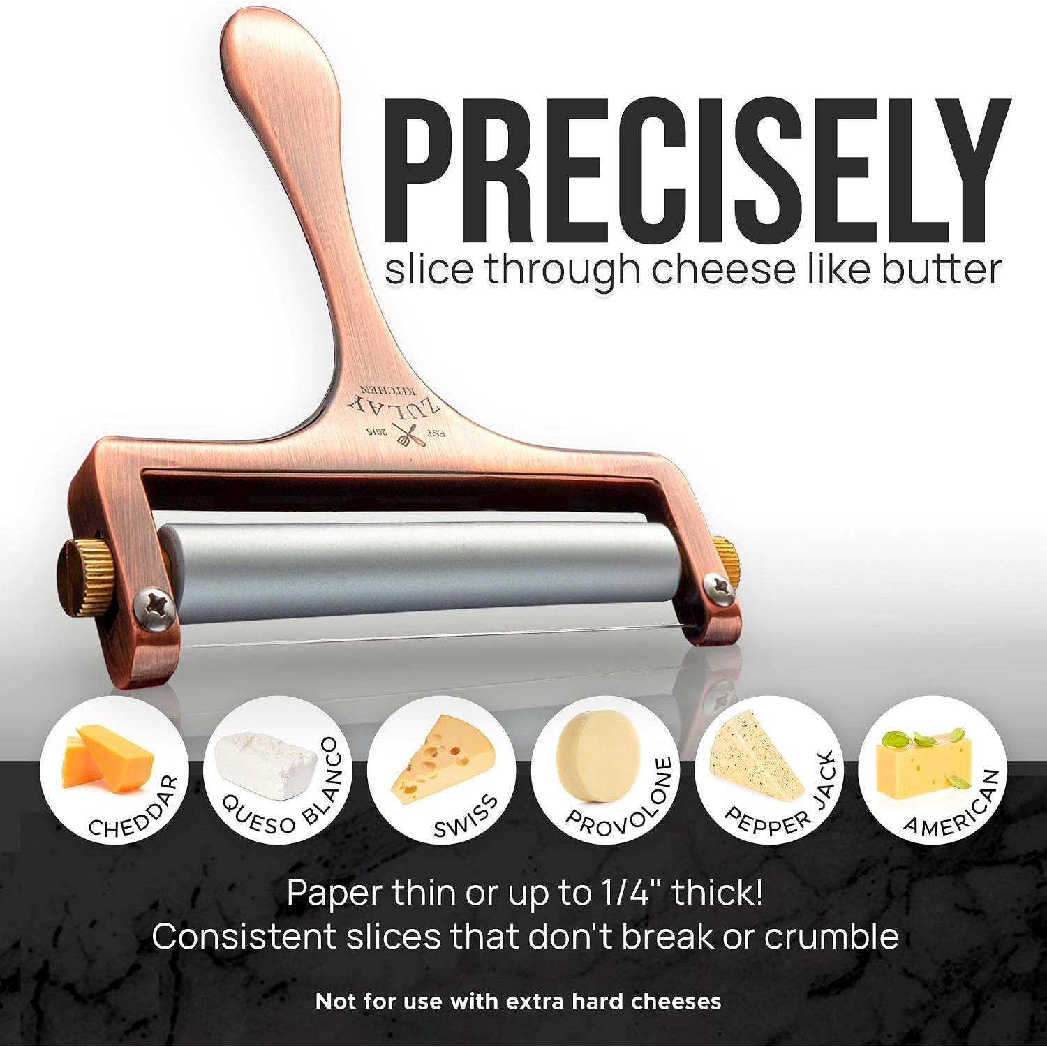 Zulay Kitchen Cheese Slicer with Adjustable Thickness and 2 Extra Wires