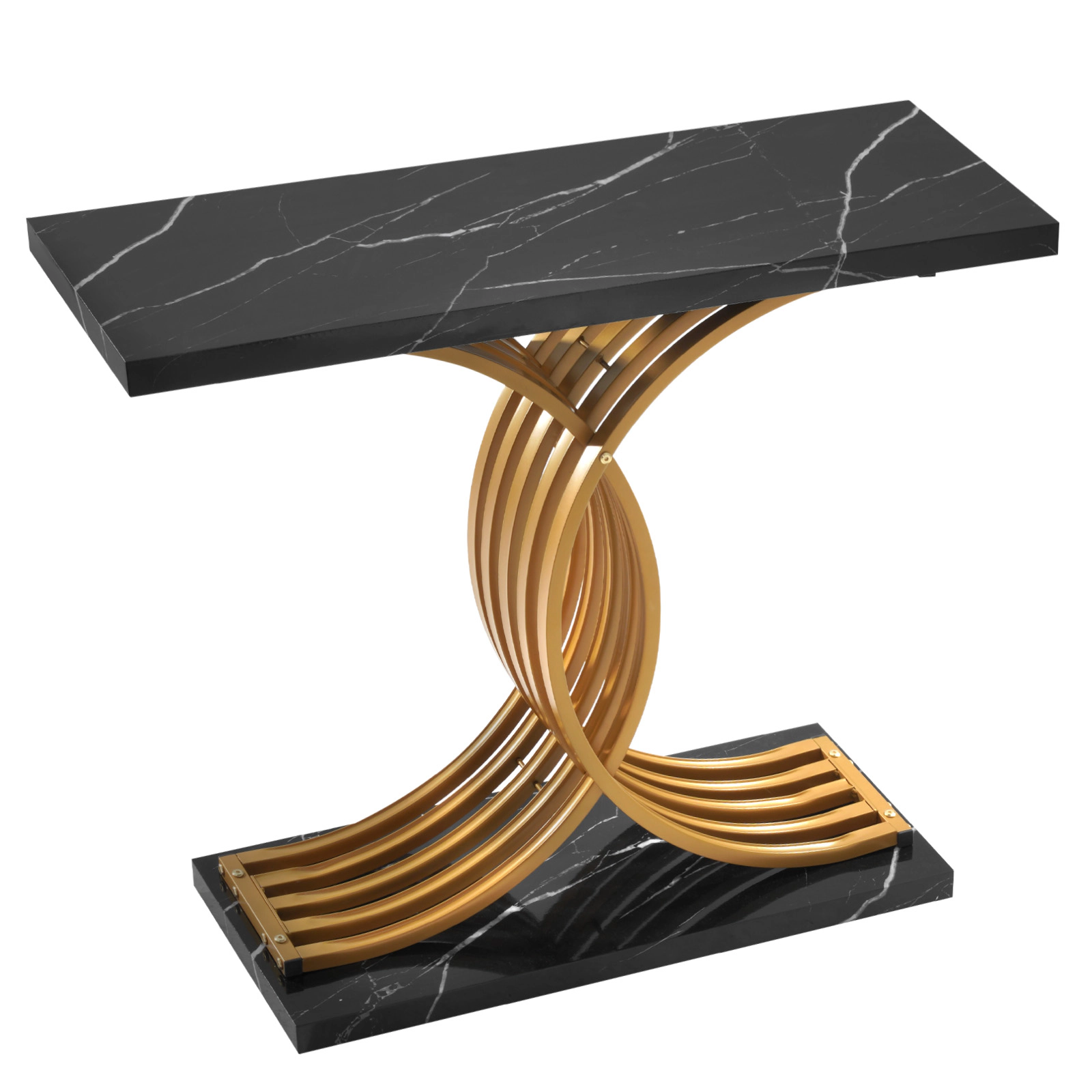 HONGGE Farmhouse Console Table Behind Couch, Wooden Rectangle Narrow Sofa Desk for Hallway Bedroom Living Room Foyer