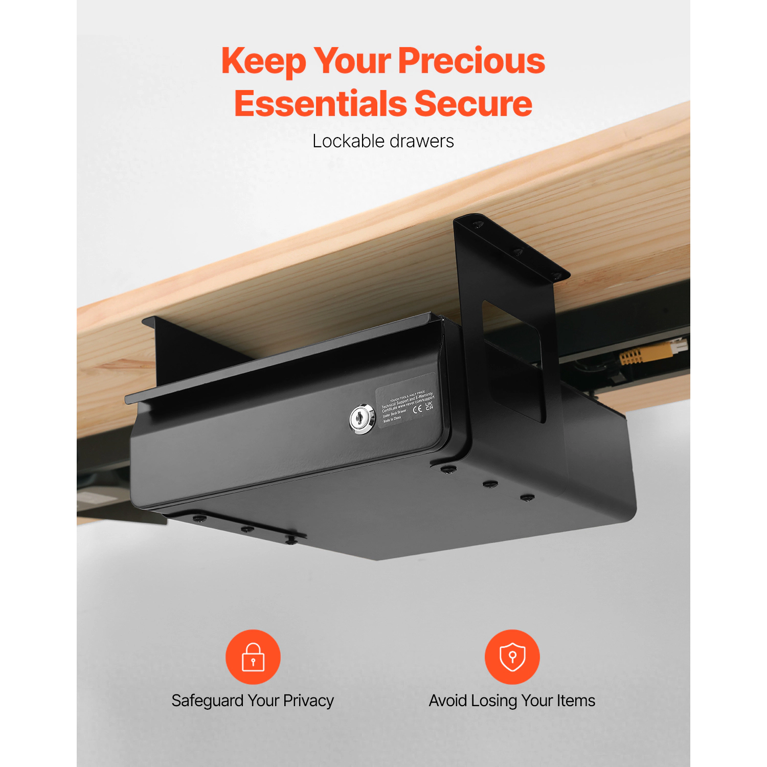 HONGGE Wide Under Desk Drawer Slide Out, Pull-out Drawer Attachment, Hidden Desktop Storage Organizer