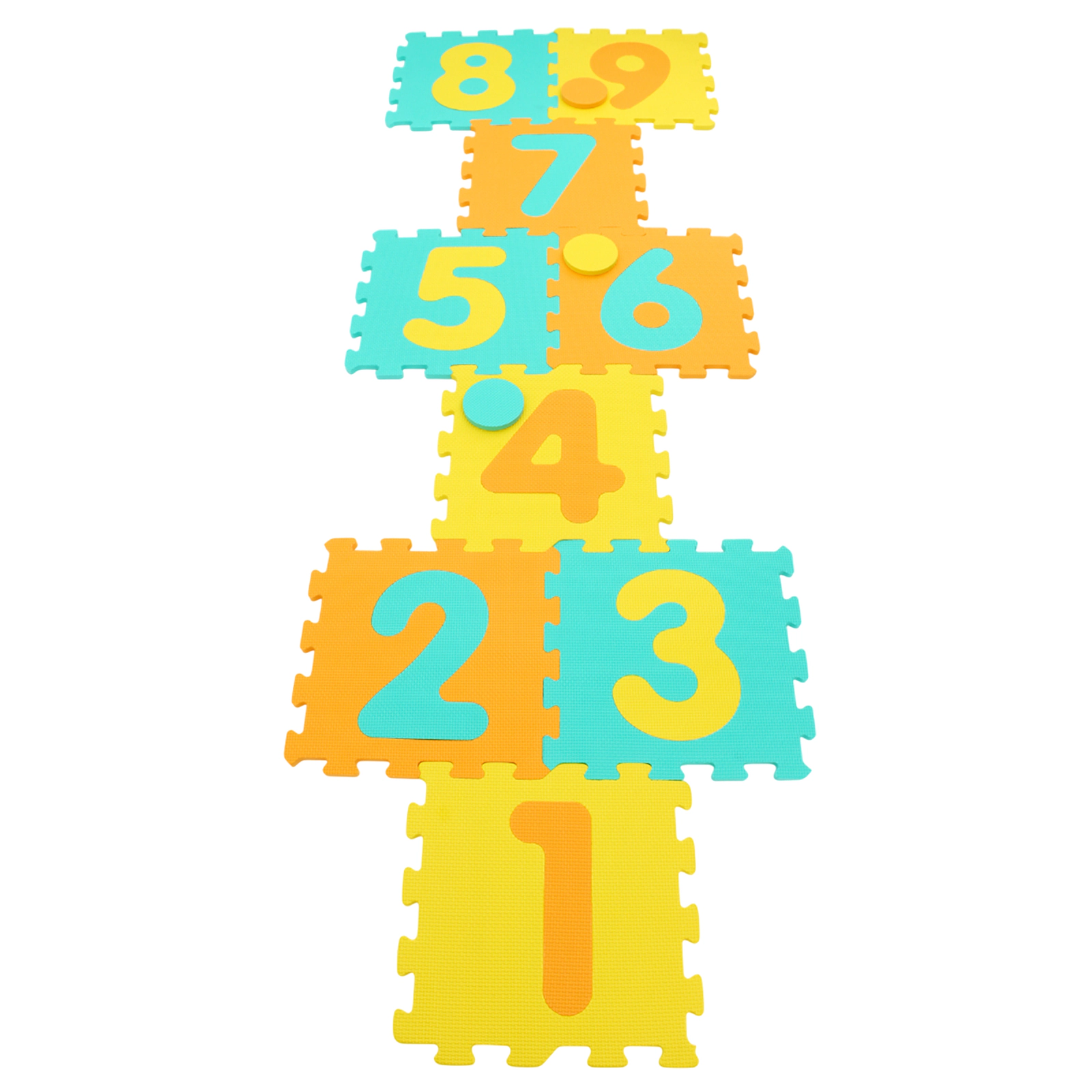 SUGIFT 9-Piece 12.5-in Interlocking EVA Foam Puzzle Play Mat with Removable Numbers and 3 Marker Discs