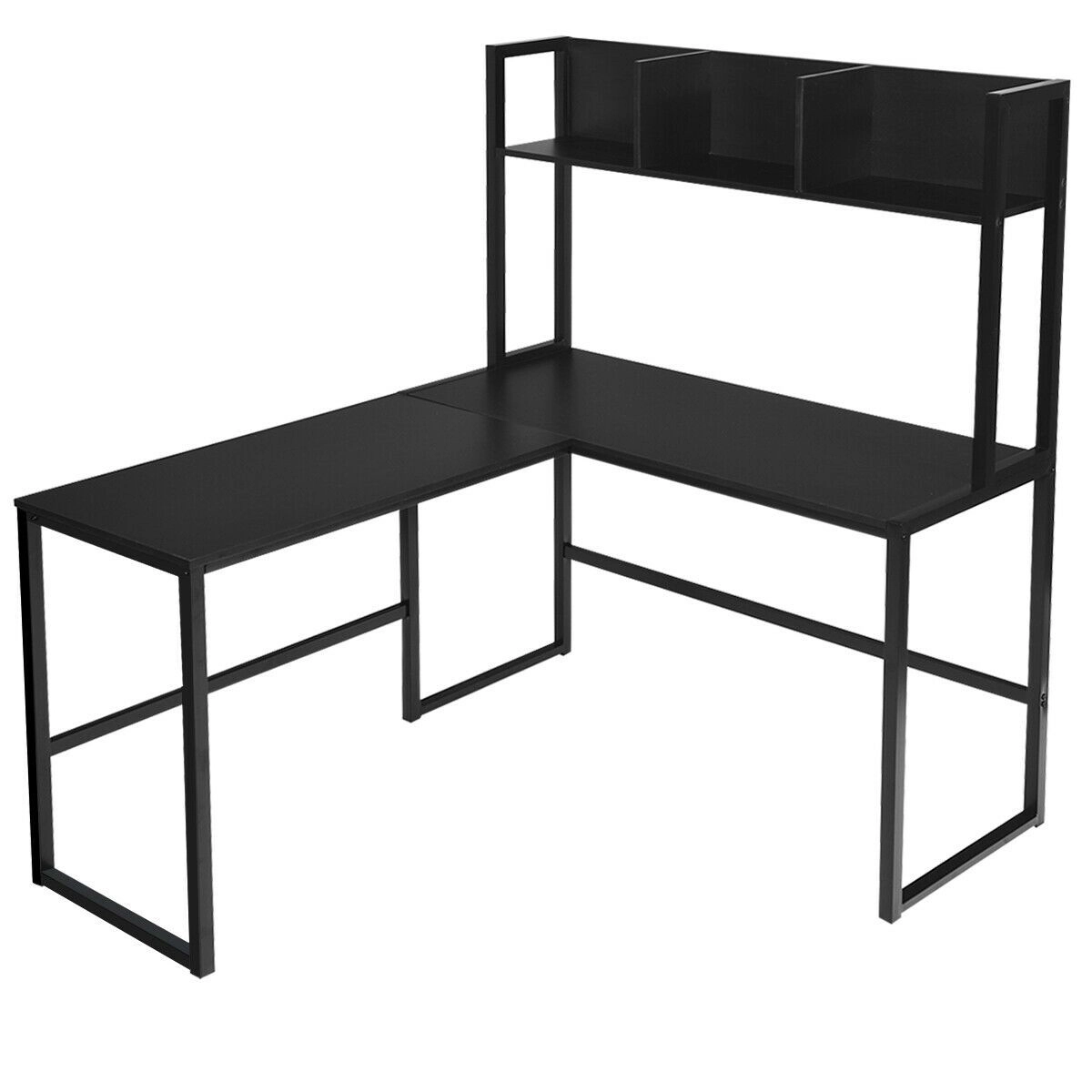 SlickBlue L-Shaped Computer Desk With Storage Hutch, 55 Inch