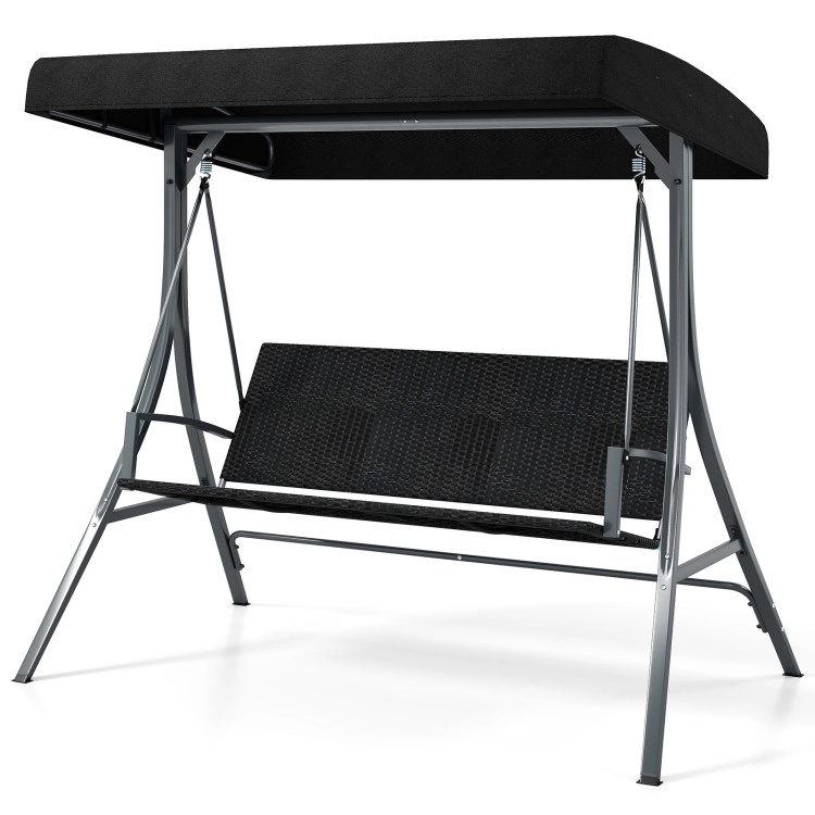 Hivvago Black 3-Person Patio Swing With Stand & Canopy