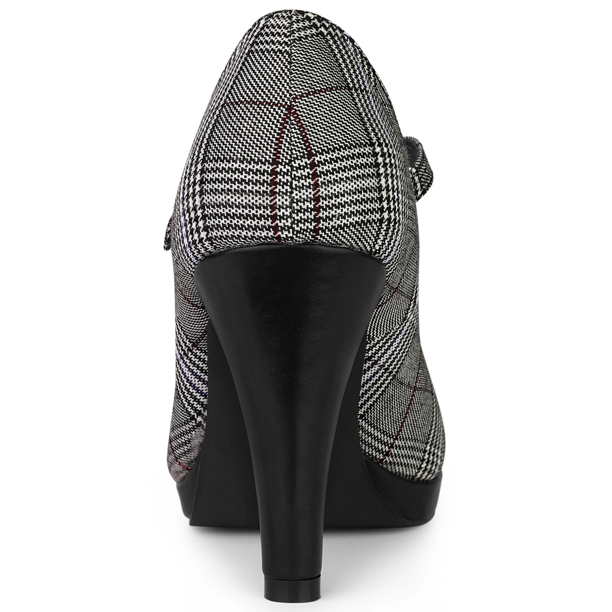 BLISSFUL STEP Women's Houndstooth Platform Stiletto Heels Mary Janes Pumps