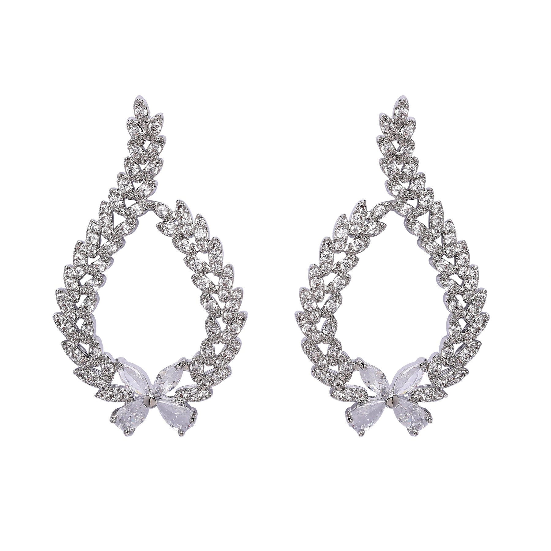 AGP PARIS Womens Sparkling Floral Drop Earrings