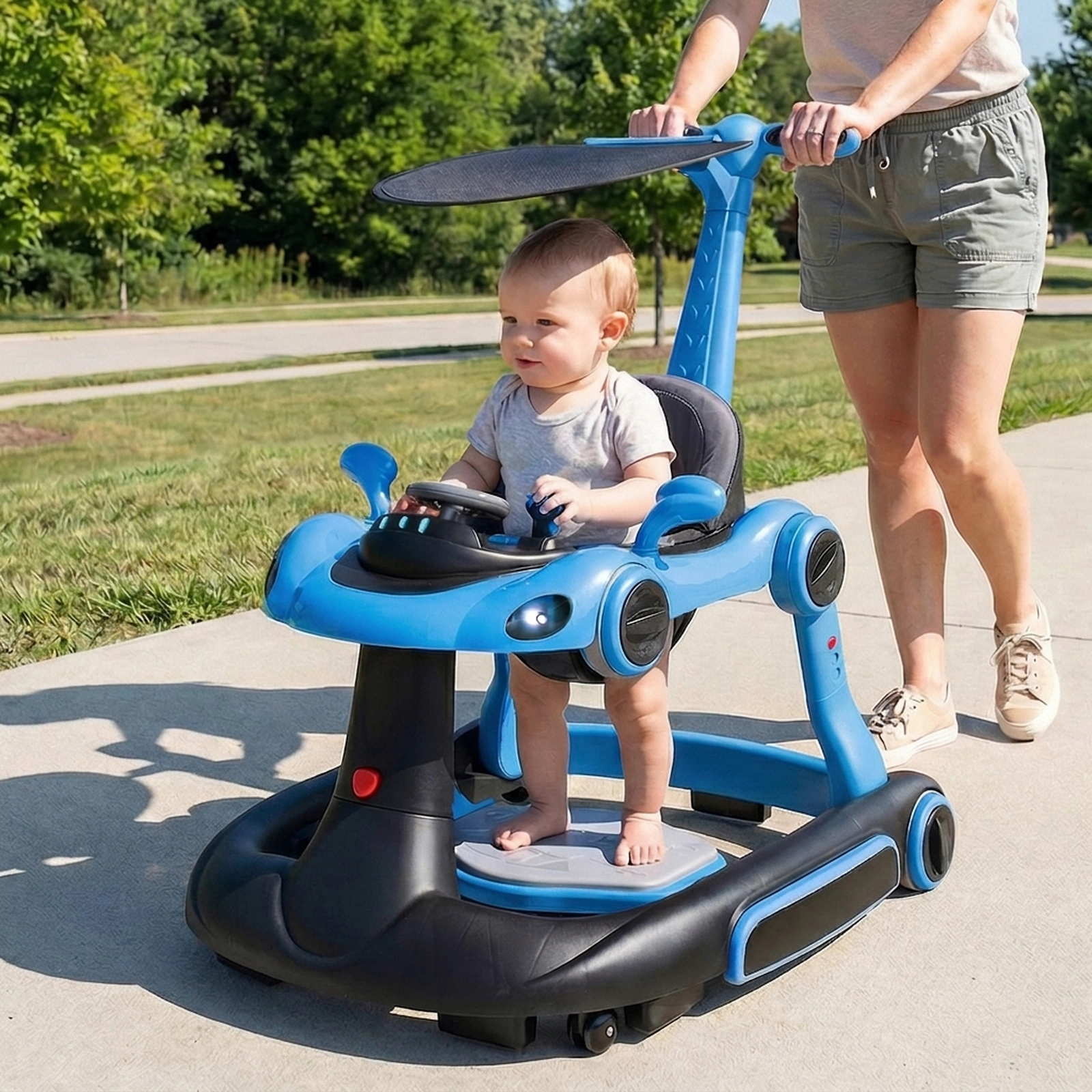SUGIFT Canopy Activity Center Bouncer and Rocker Combo 6-in-1 Baby Walker