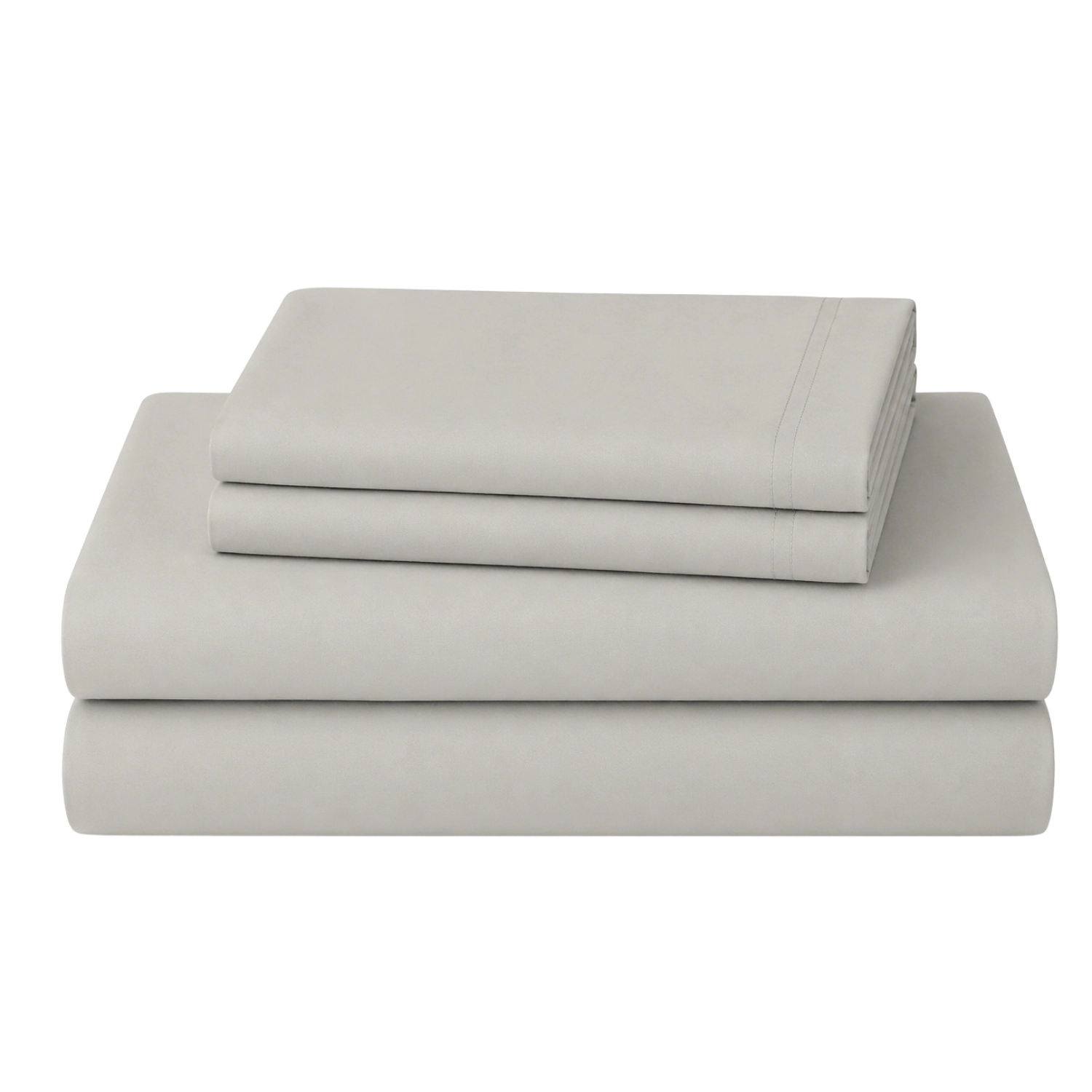 RT Designers Collection 300 TC 100% Organic Cotton Lightweight 4 Piece Solid Sheet Set King Silver