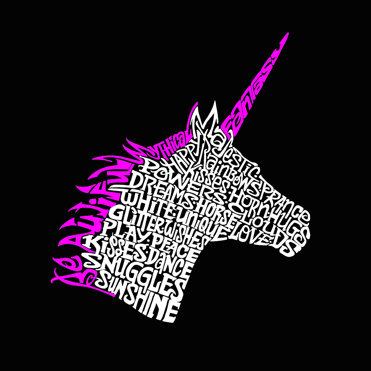 LA Pop Art Girls Word T-Shirt - Unicorn