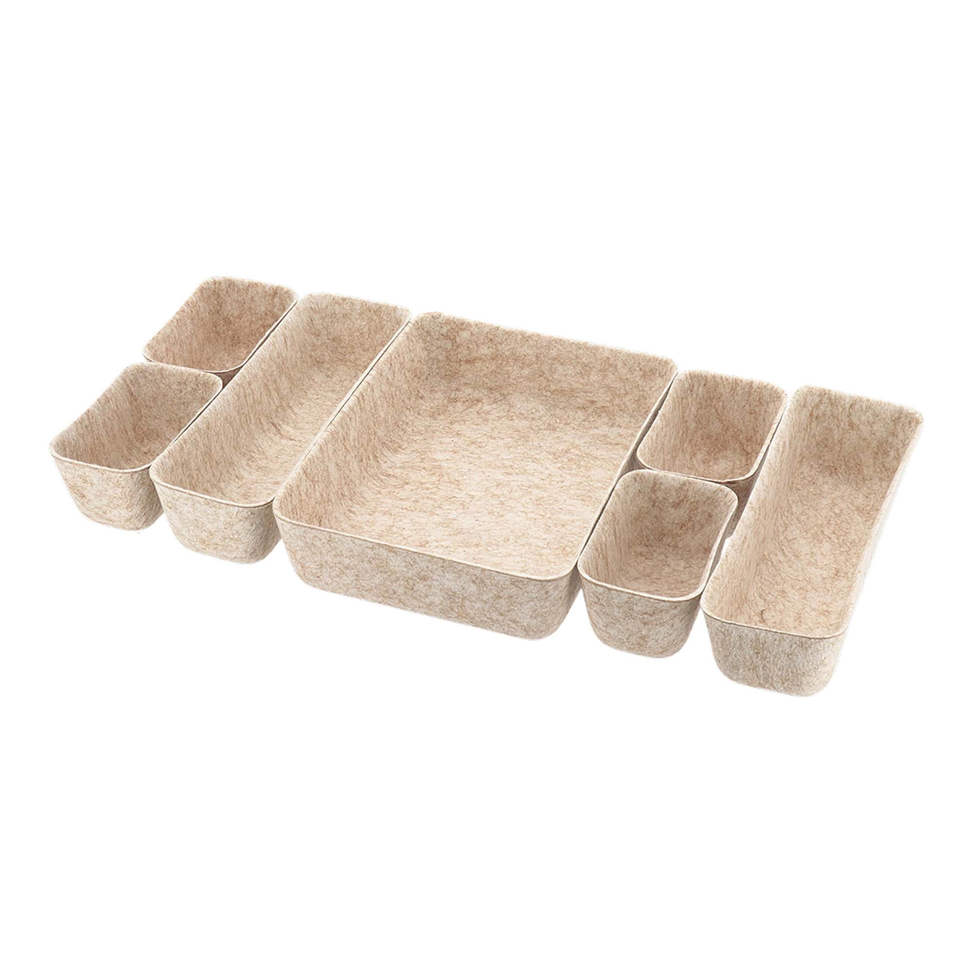 Evideco French Home Goods 7-Piece Felt Drawer Organizer Set - Neutral Matte