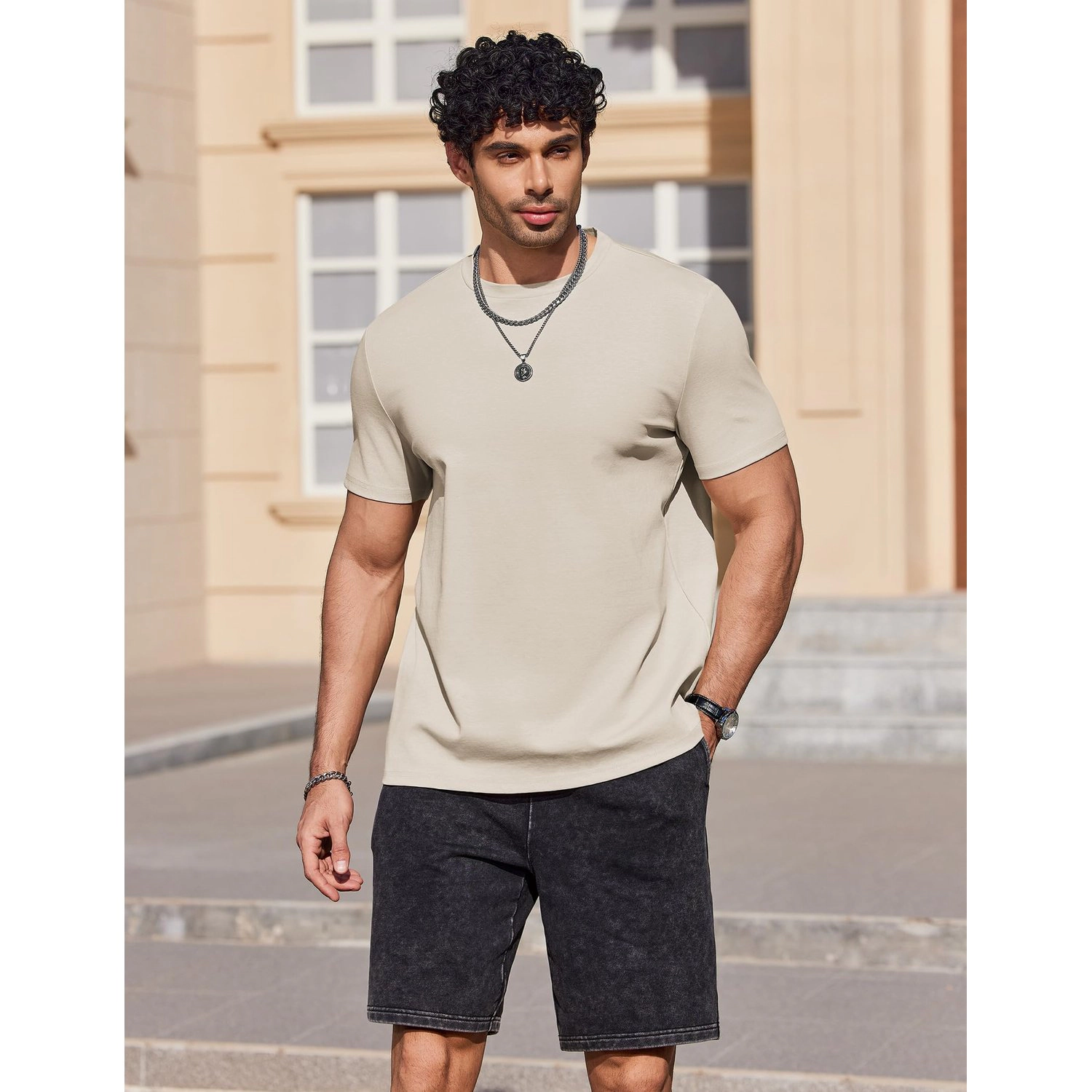 COOFANDY Mens Short Sleeve Button Down Shirt  Lapel Collar Casual Dressy Tops