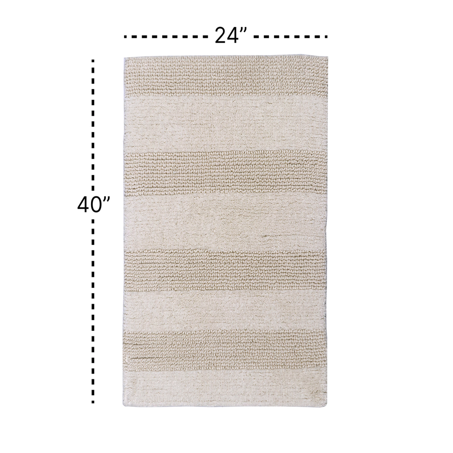 Knightsbridge Stylish And Comfortable All Season Traditional Wide Cut Design Cotton Bath Rug Set 24" X 40" Ivory