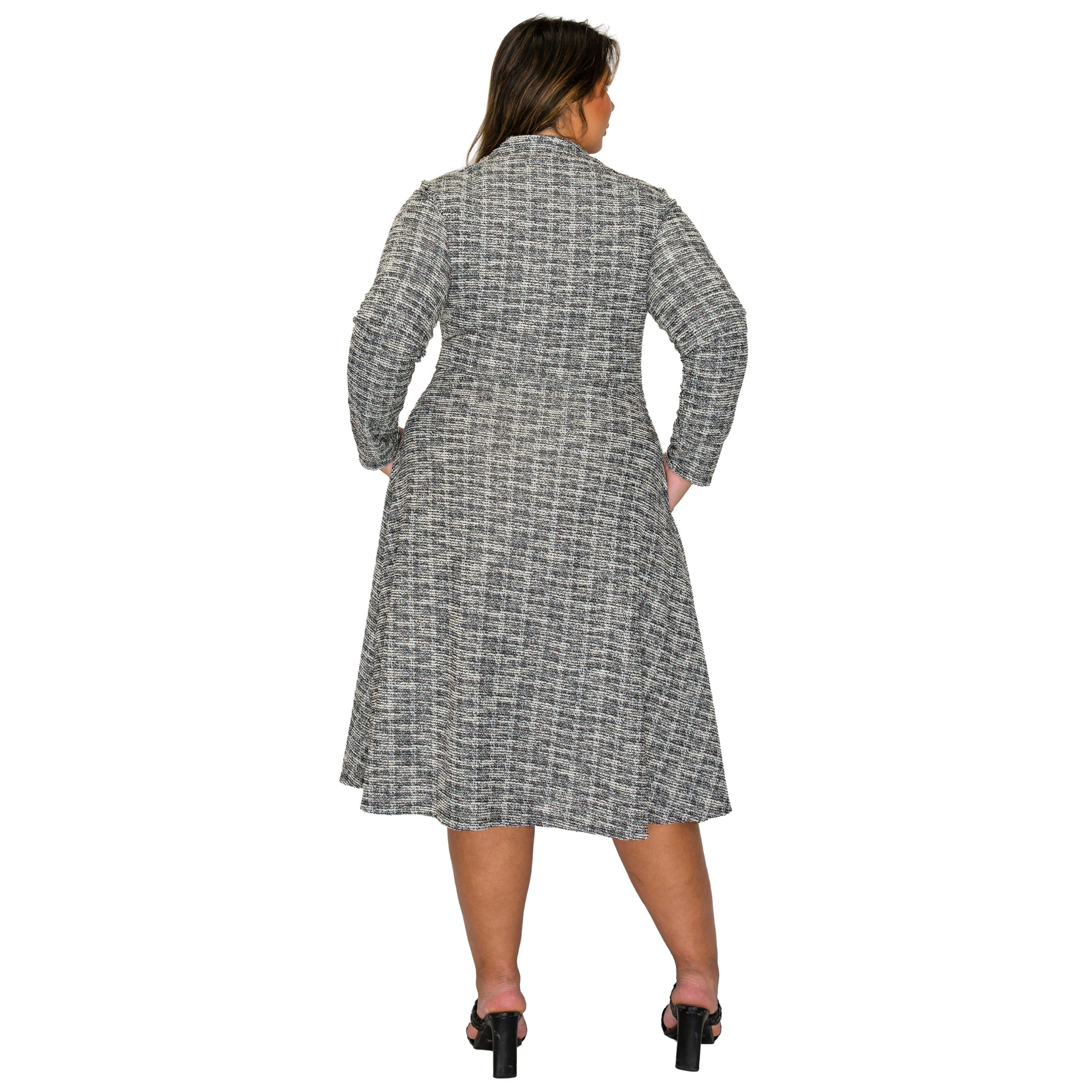 L I V D Women's Plus Chelsea Tweed Button Dress