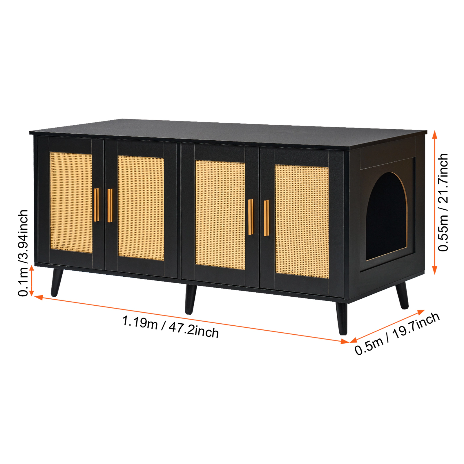 HONGGE Cat Litter Box Enclosure for 2 Cats Litter Box Furniture Hidden with Wooden Cat Box Cabinet Fit Most of Litter
