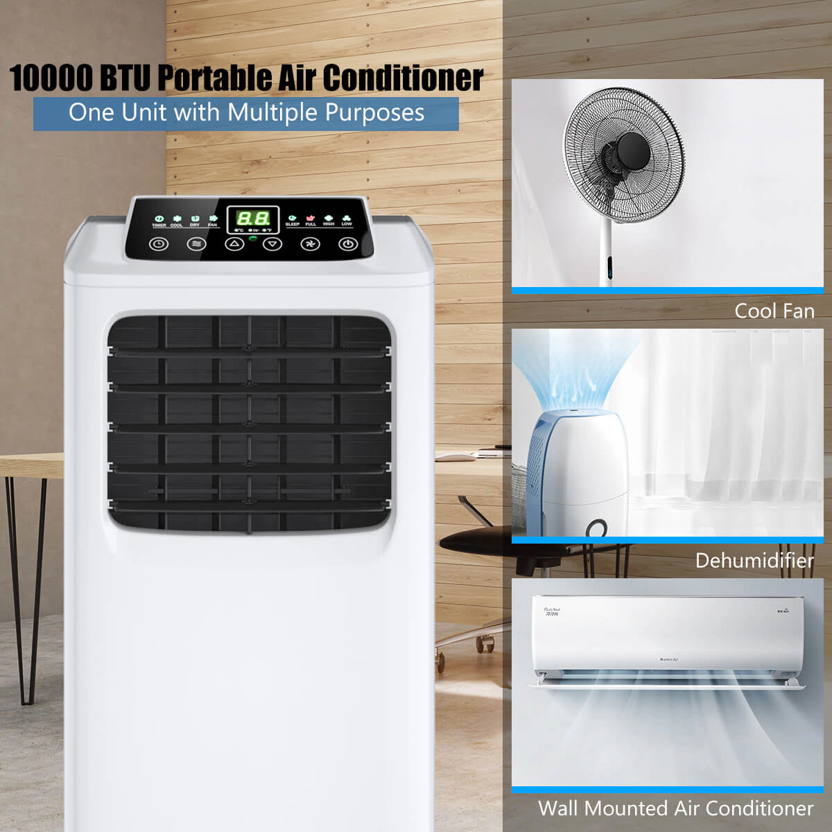 SlickBlue Portable AC Unit with Cooling, Dehumidifier and Fan Modes