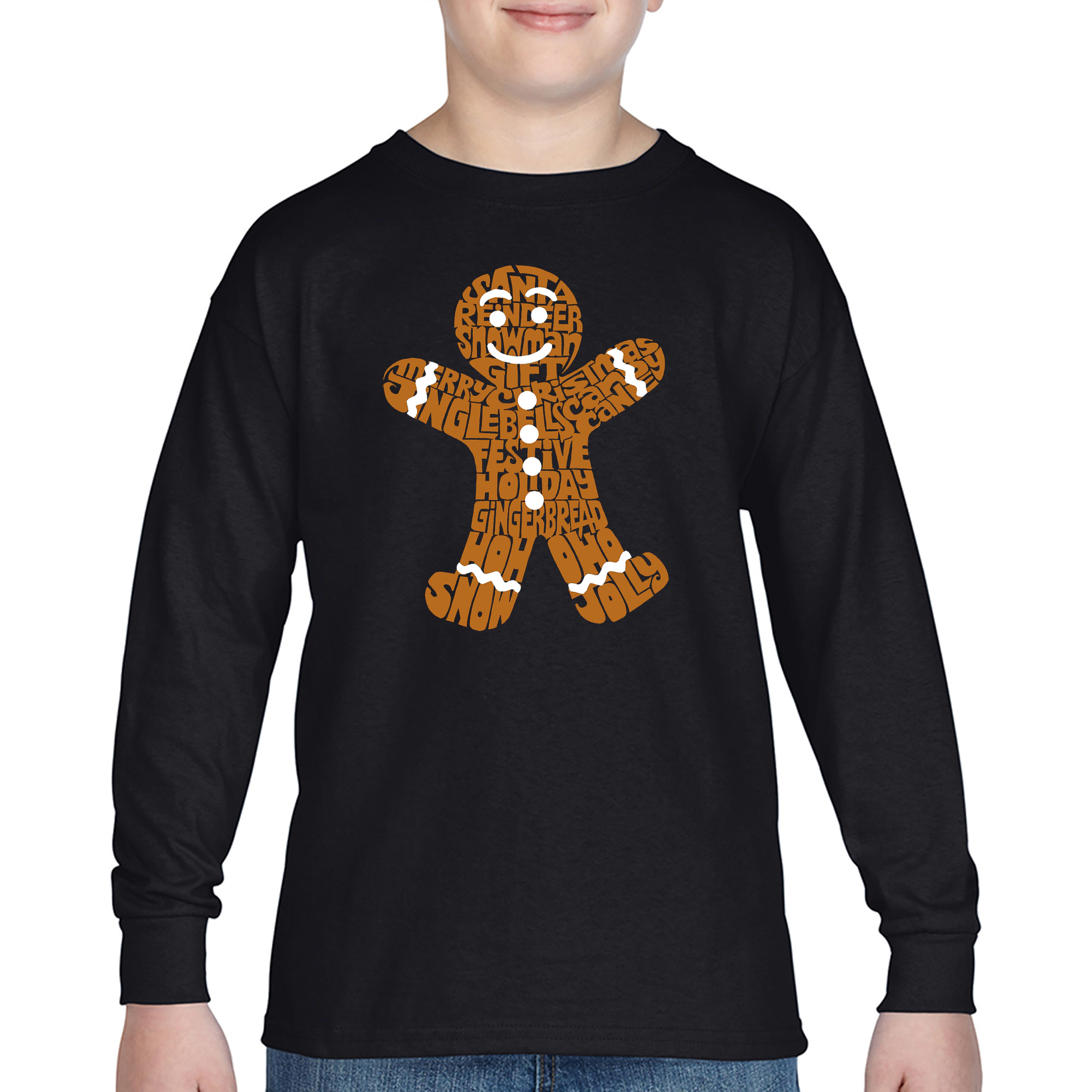 LA Pop Art Boys Long Sleeve T-Shirt - Gingerbread