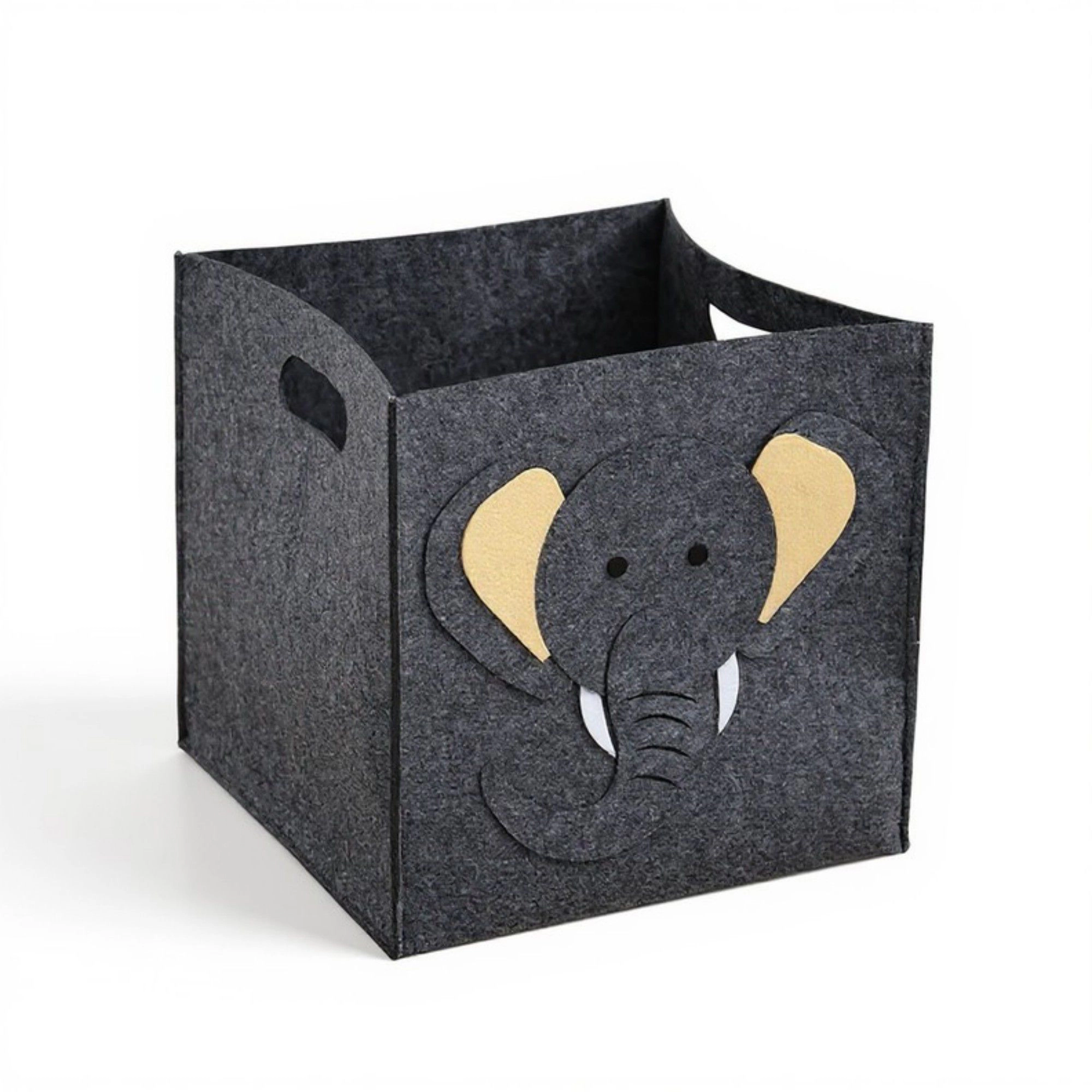 Alilang Women Animal Design Felt Storage Box with Cutout Handles and Foldable Structure 13.7x13.7x13.7in