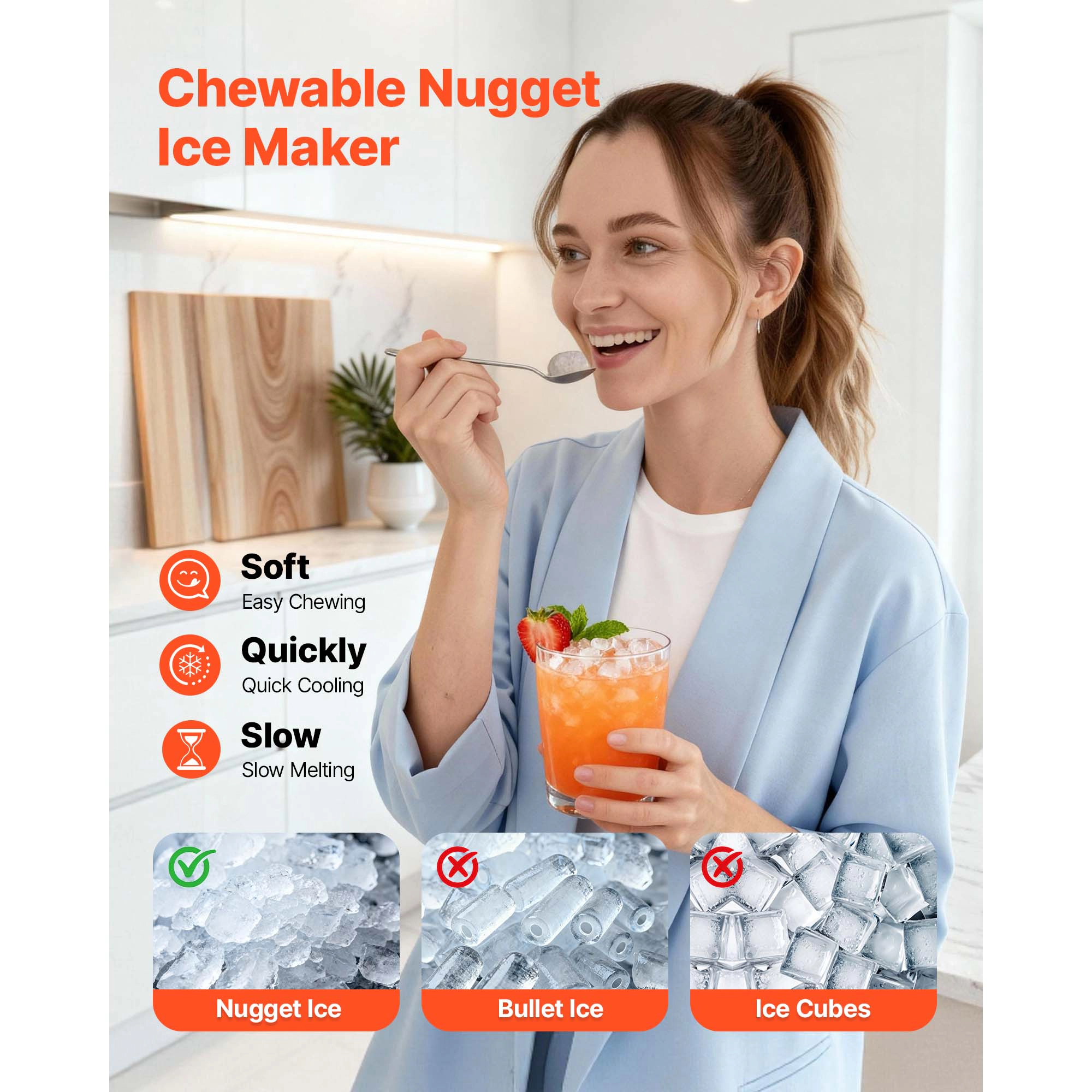 HONGGE Countertop Ice Maker Self-Cleaning Portable with Scoop for Home Kitchen Office Bar & Party
