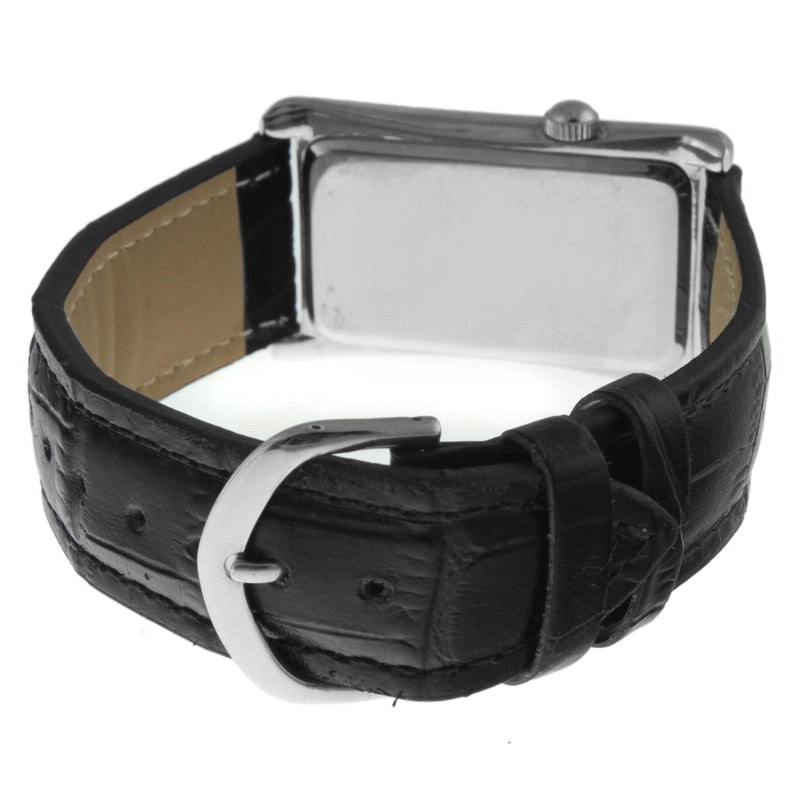 Peugeot Men's 40x24 mm Silver Large Remote Sweep Leather Strap watch