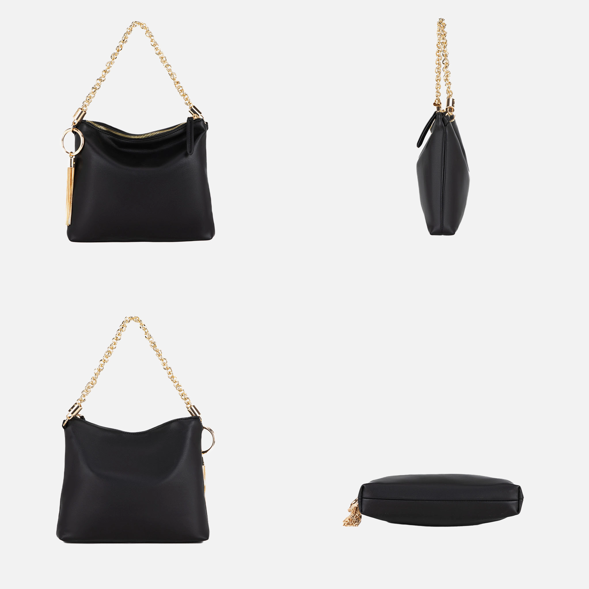 MKF Collection by Mia K Faux Leather Shoulder Bag with Gold Chain and Tassel