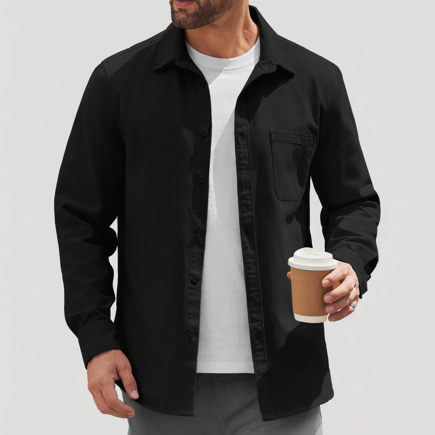 COOFANDY Mens Casual Long Sleeve Button Down Shirts Fall Collared Pocket Overshirts