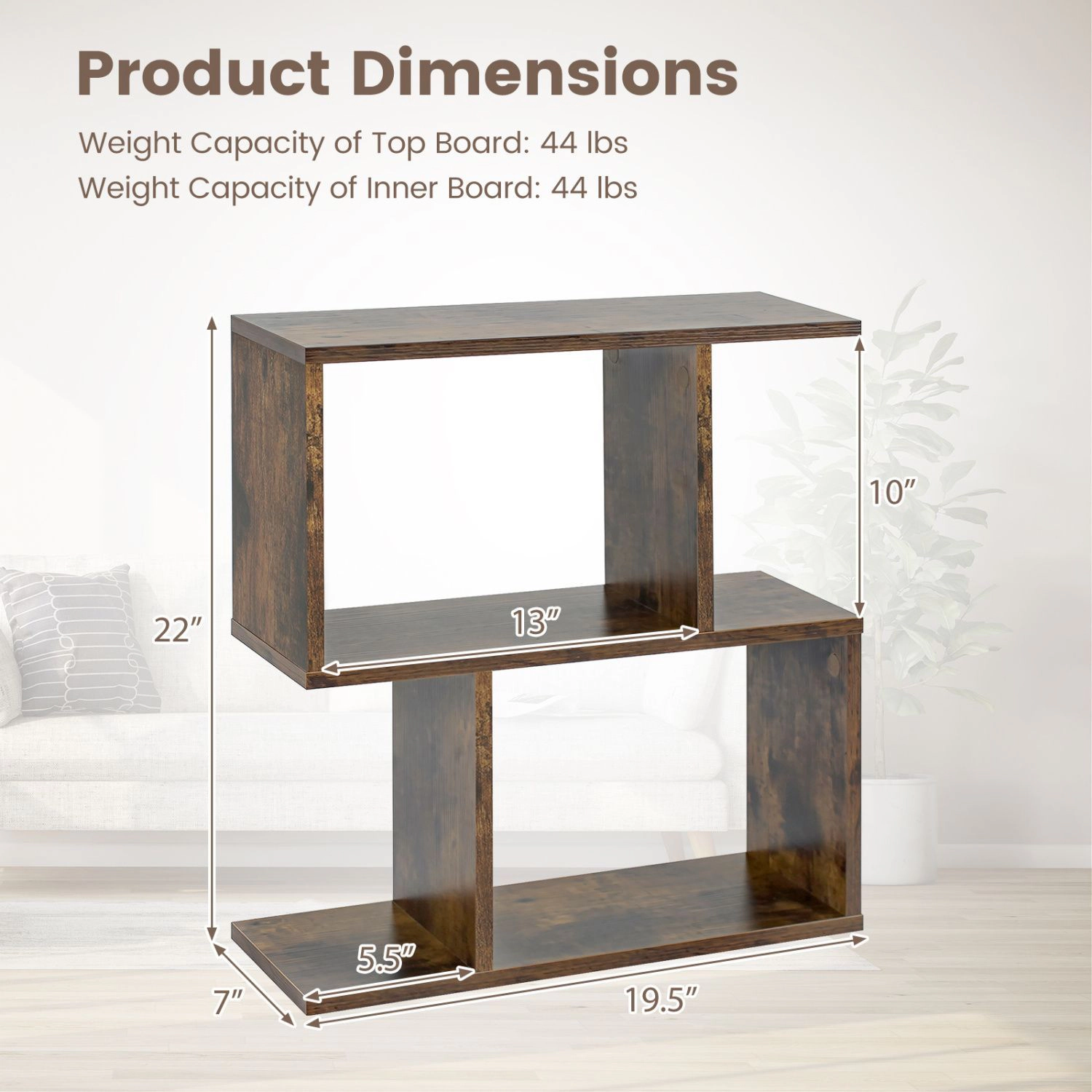 SlickBlue Compact 3 Tier Bookcase Display Shelf for Living Room
