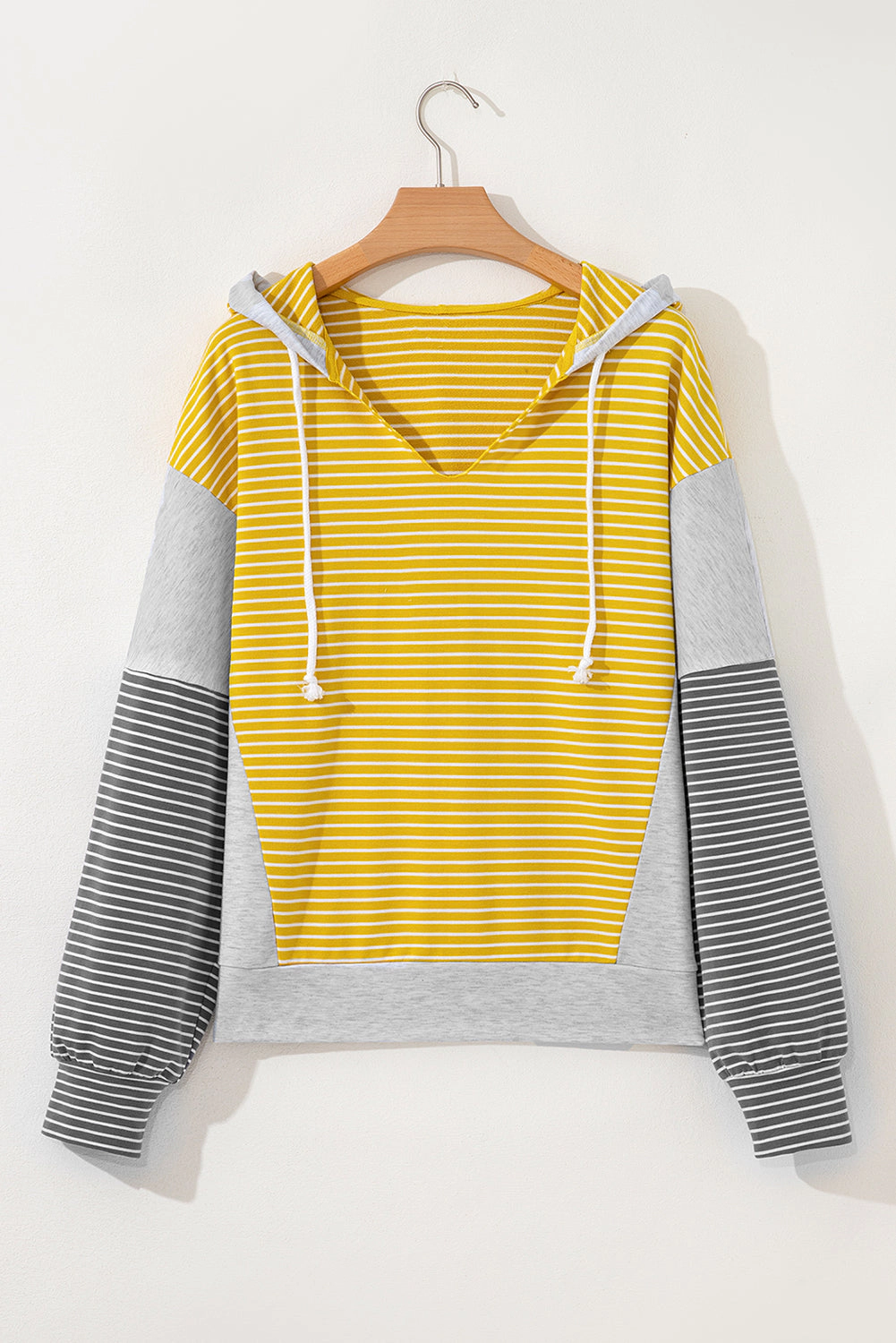 Threaded Pear Women's Margot Stripe Drawstring Loose Fit Hooded Top