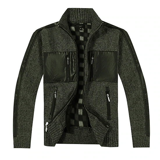 Gioberti Boy's Full Zip Cardigan Patch Design Sweater with Brushed Flannel Lining