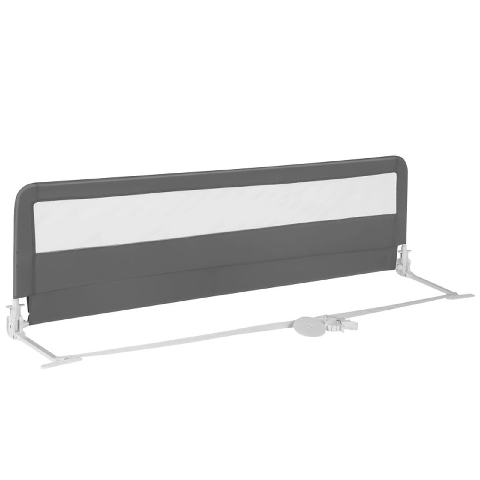 SUGIFT 71-in Extra Long Swing Down Bed Guardrail with Safety Straps Steel Frame Gray