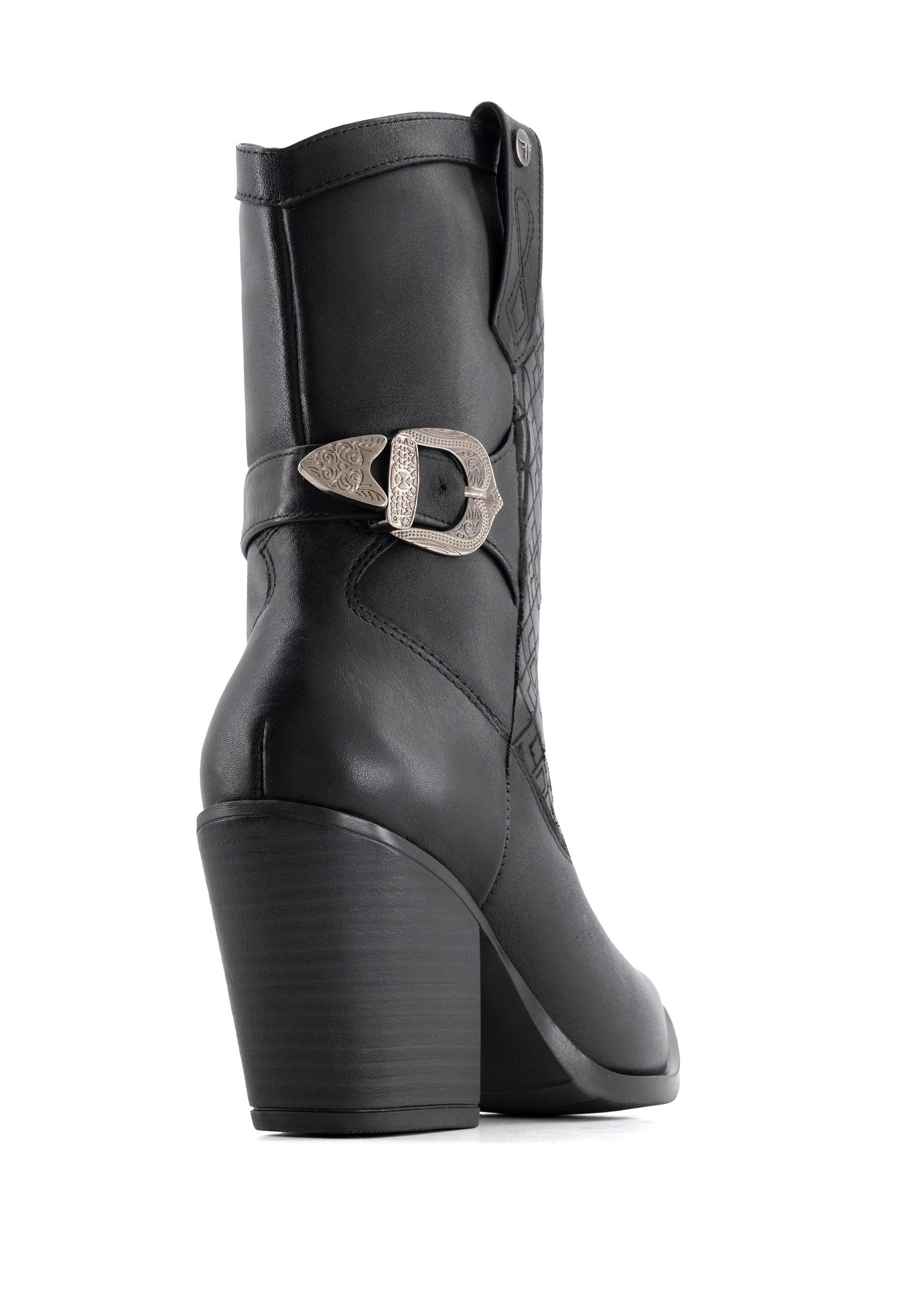 Forastero Womens Leather Boots -, Pointed Toe, Block Heel