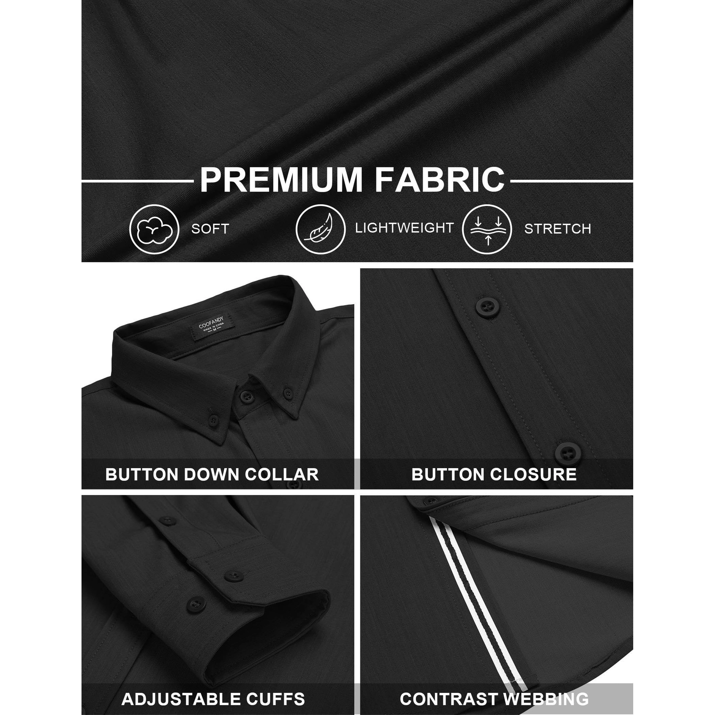 COOFANDY Men's Slim Fit Long Sleeve Button Front Shirt