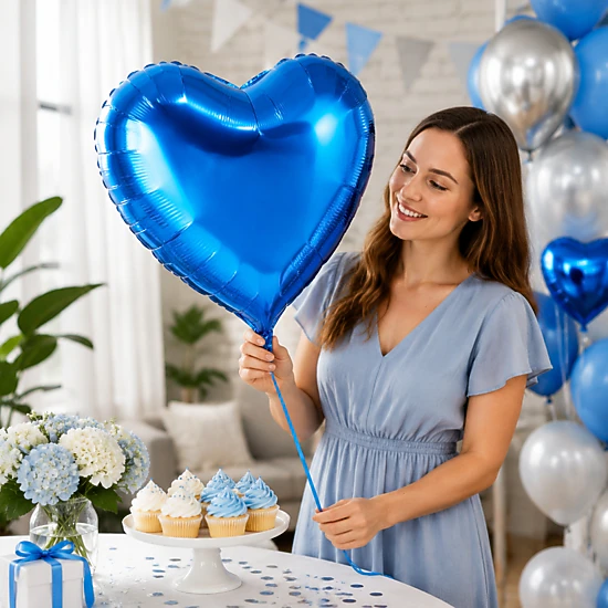LoonBalloon 5-Pack Blue Heart Foil Balloons - 18 inch, Color: Blue ...