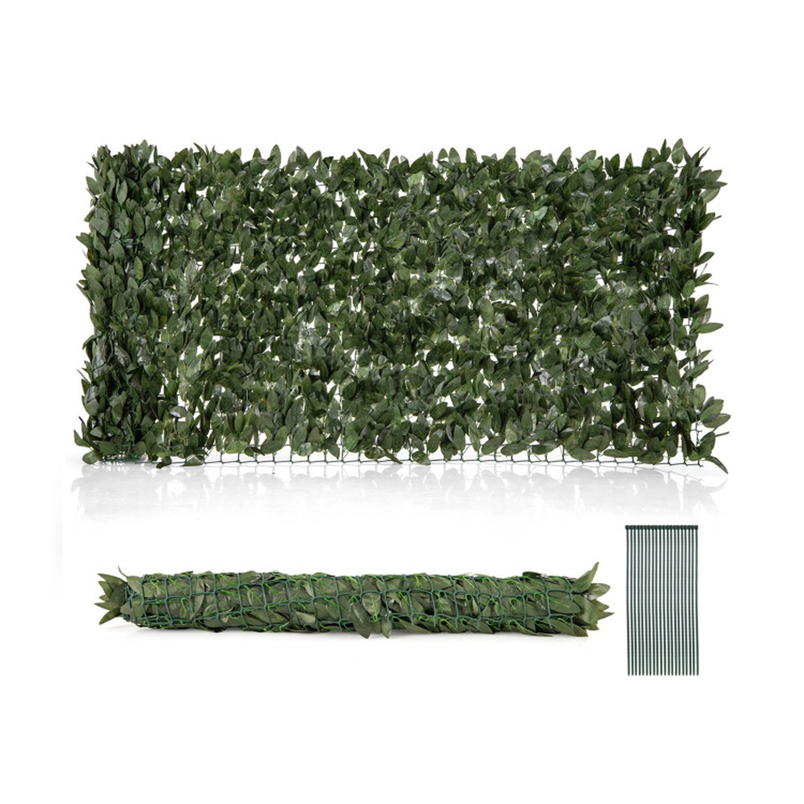 SUGIFT Artificial Lily Leaf Privacy Fence Screen 120 x 40 in Panel Polyester Fabric 7.5-lb Dark Green