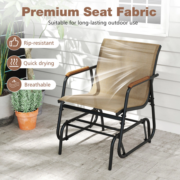Hivvago 3-Piece Outdoor Glider Bistro Set With Tempered Glass Top And Metal Frame