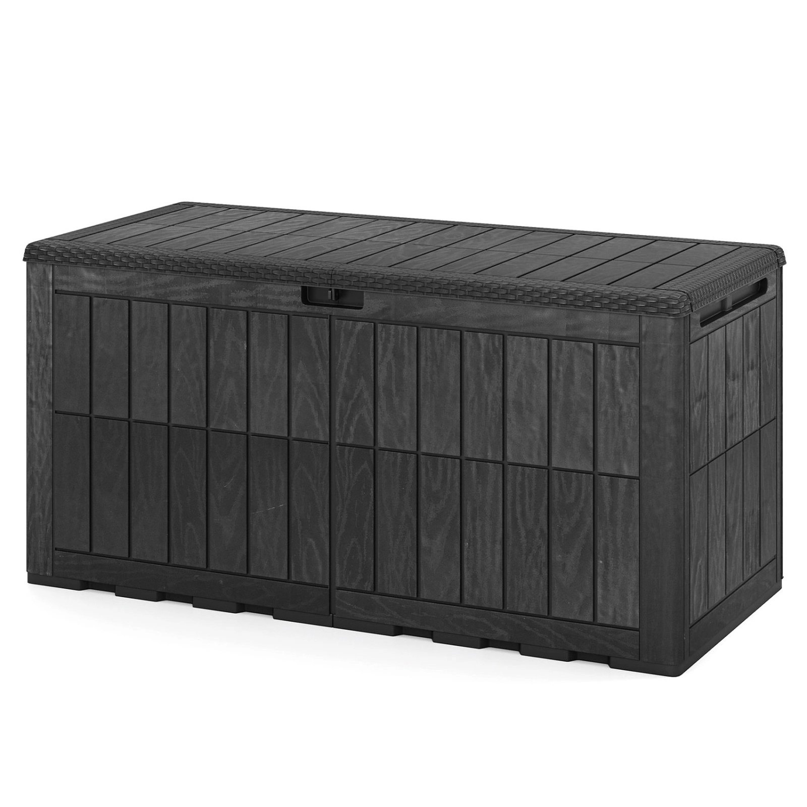 SUGIFT 120 Gal Outdoor Deck Storage Box with Lid and Handles 540-lb Seating Capacity Black