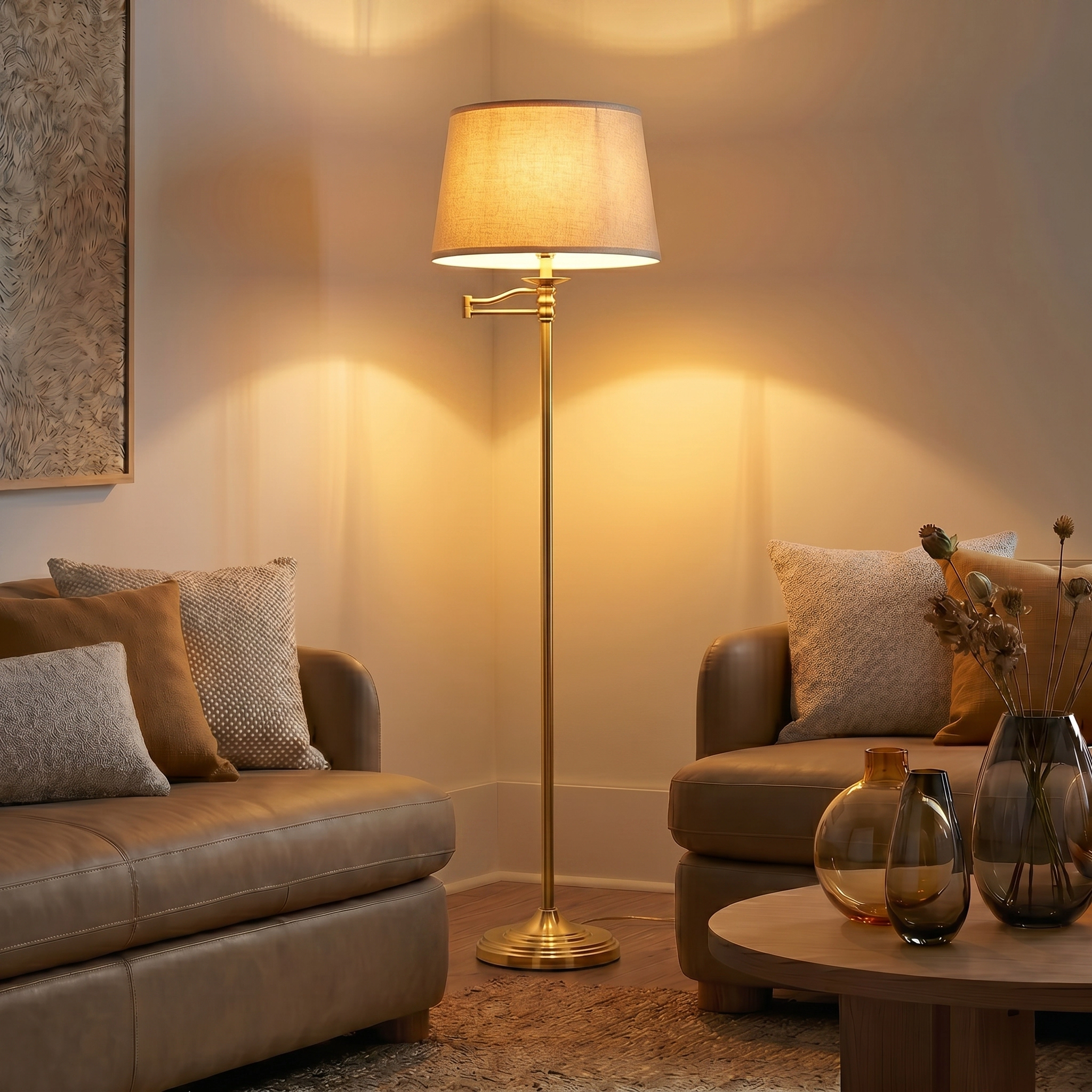 Brightech Caden Swing Swing Arm Drum Floor Lamp
