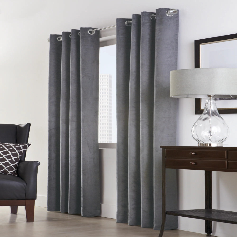 Thermalogic Navar Blackout Light Super Soft Faux Suede Fexture Grommet Curtain Panel 54" x 95" Dark