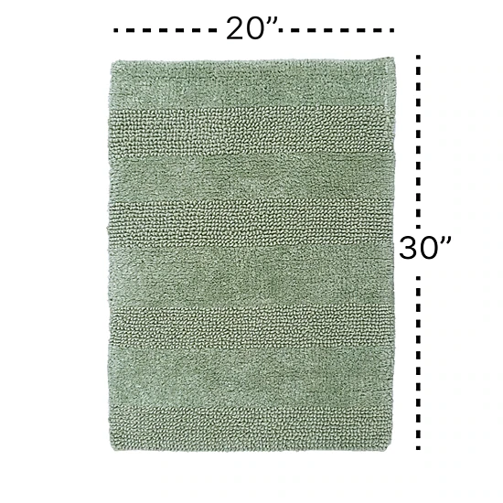 Knightsbridge Stylish And Comfortable All Season Traditional Wide Cut Design Cotton Bath Rug 20" X 30" Sage