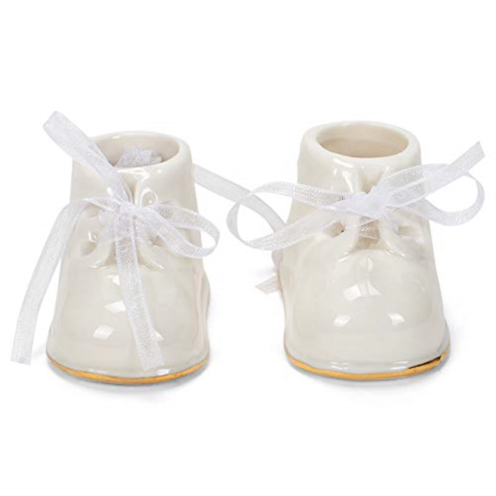Ganz White Baby Booties Porcelain Christmas Tree Ornament 2 Piece Set