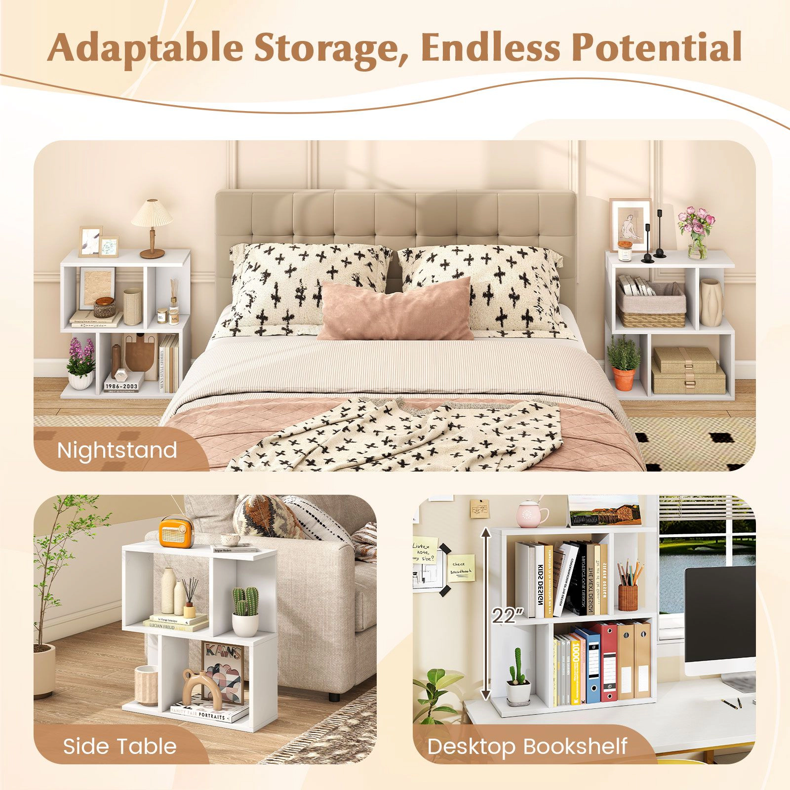 SlickBlue 3 Tier Bookshelf Open Storage Bookcase Freestanding Display Shelf