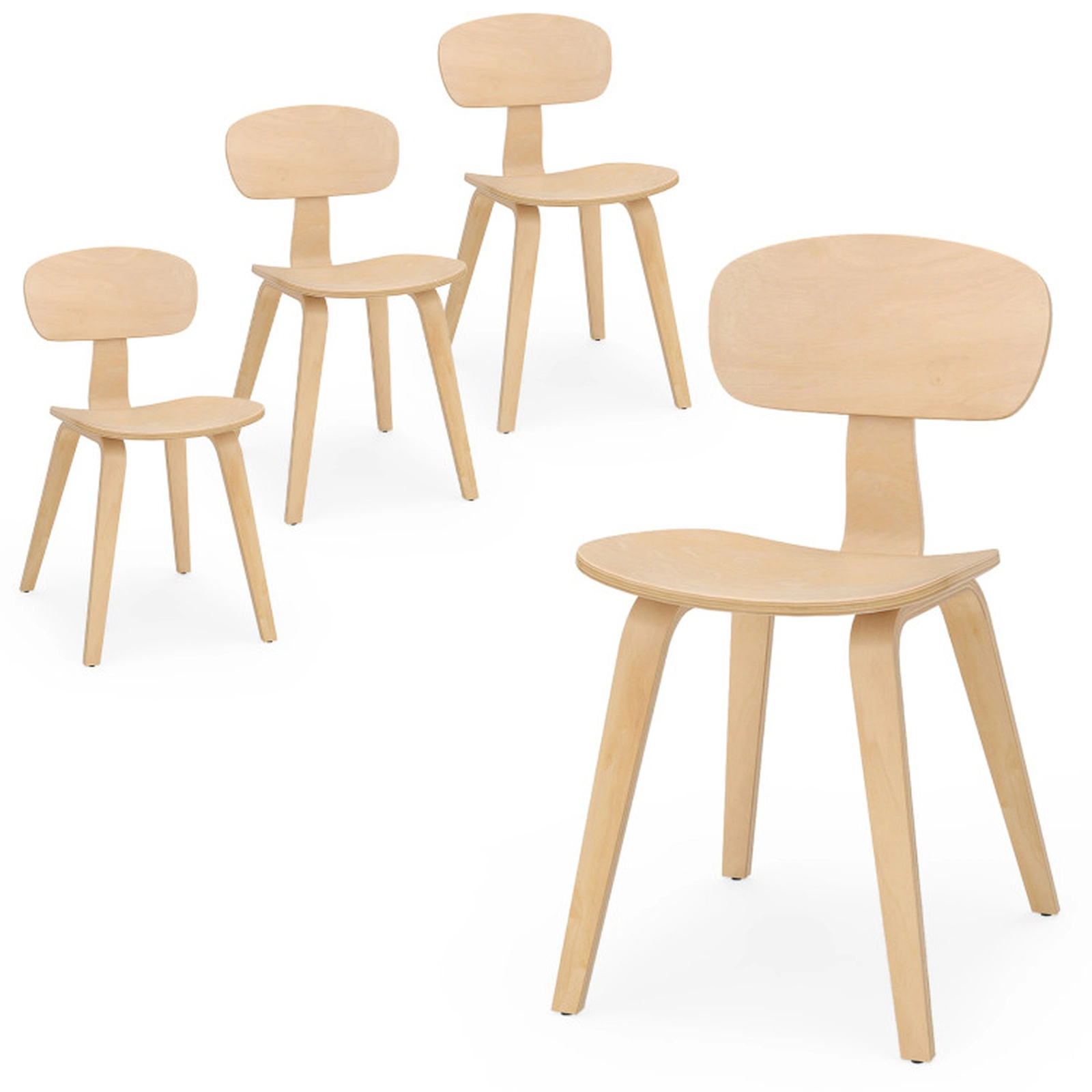 SUGIFT Set of 4 Natural Bentwood Dining Chairs with Ergonomic Backrest 17-in W 31.5-in H 330-lb Per Chair