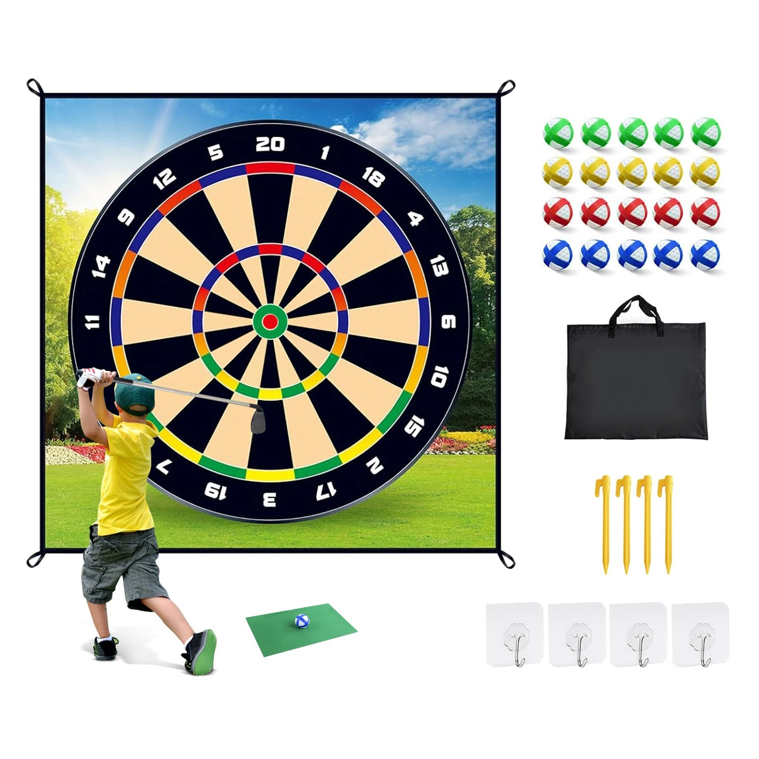 GBruno 2-in-1 Golf Chipping Dart Game Mat Set