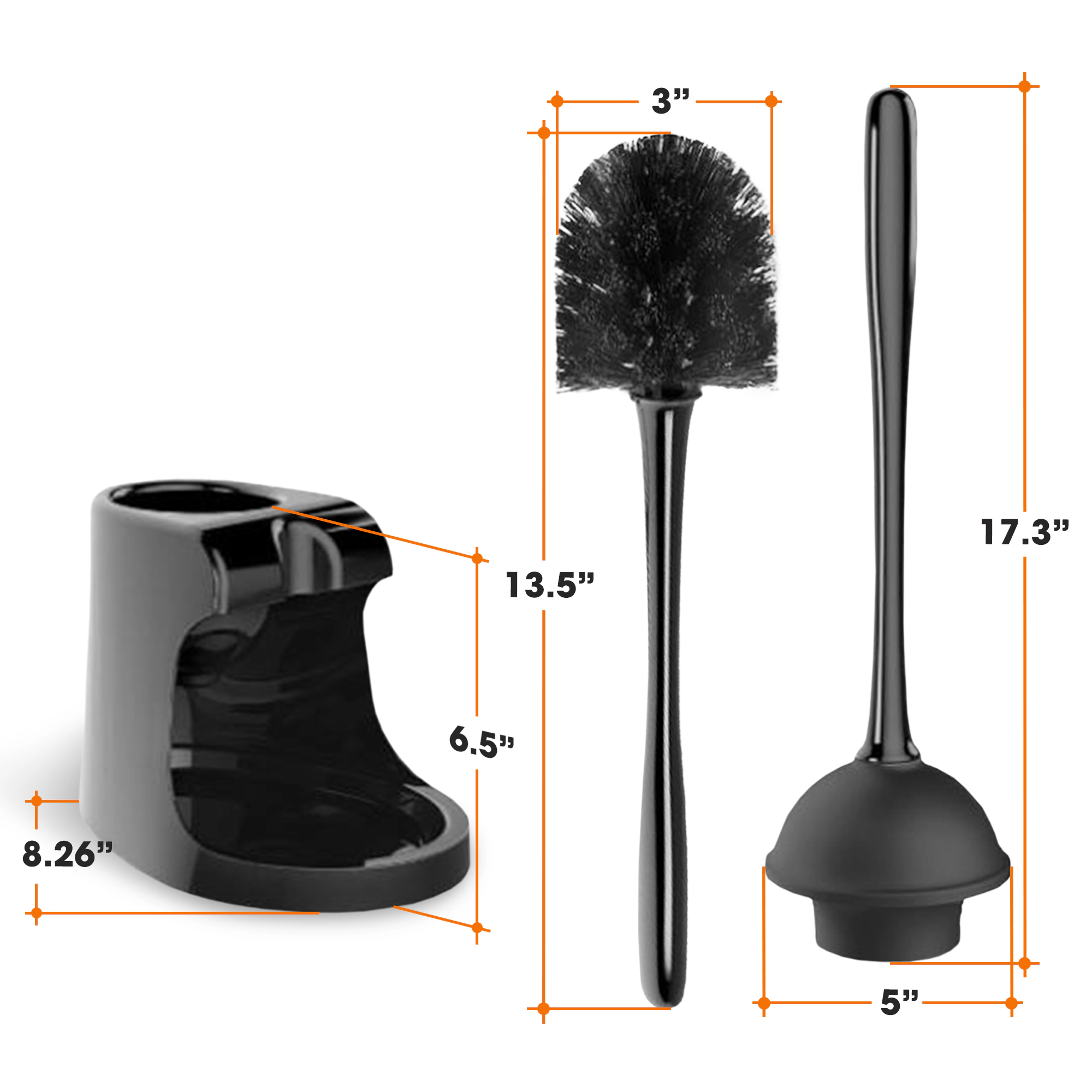 Cheer Collection Toilet Plunger and Bowl Brush Combo with Compact Storage Caddy