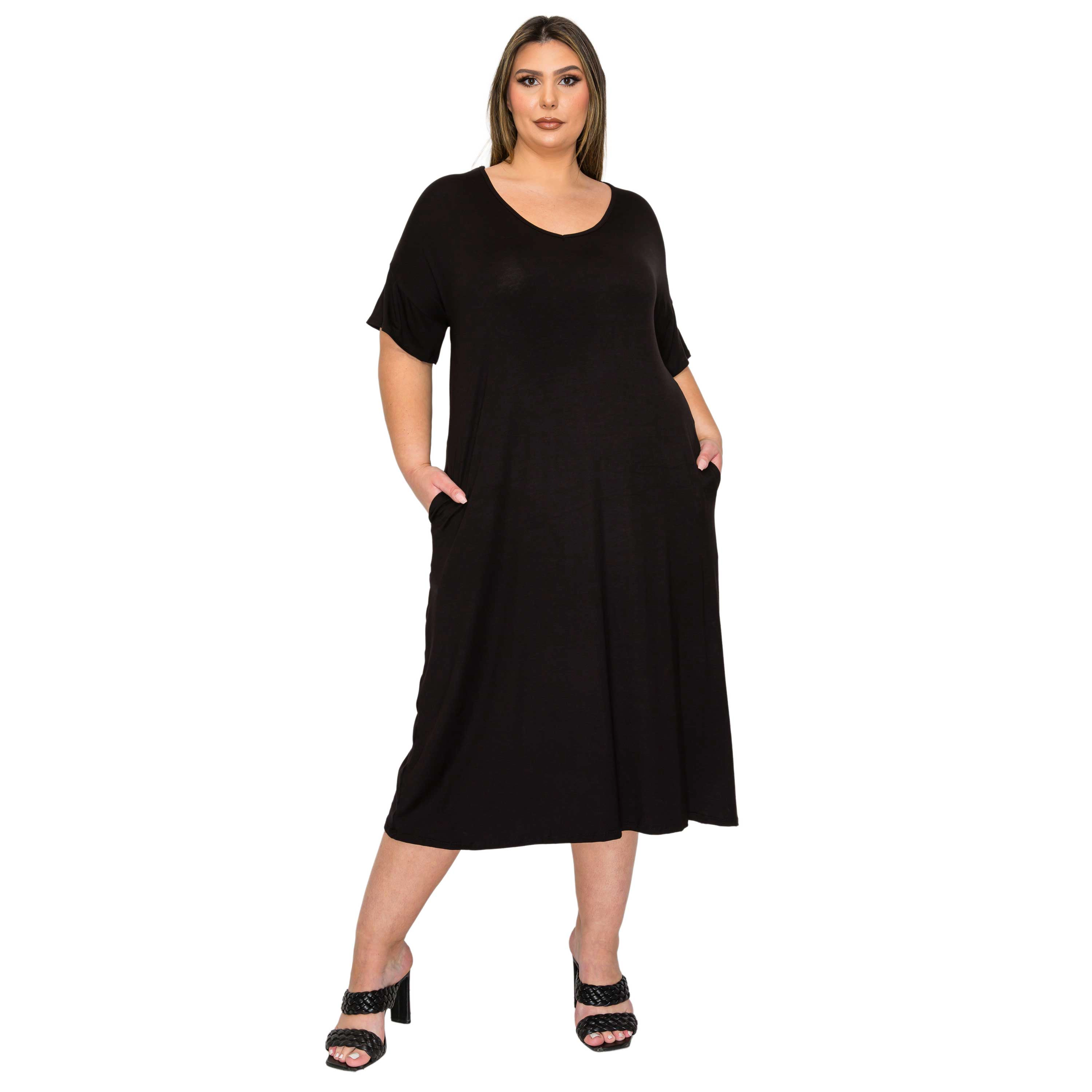L I V D Women's Plus Olivia Pocket Midi Dress