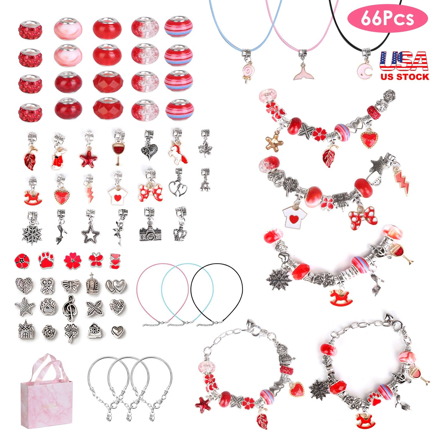GBruno 66-Piece Charm Bracelet Making Kit