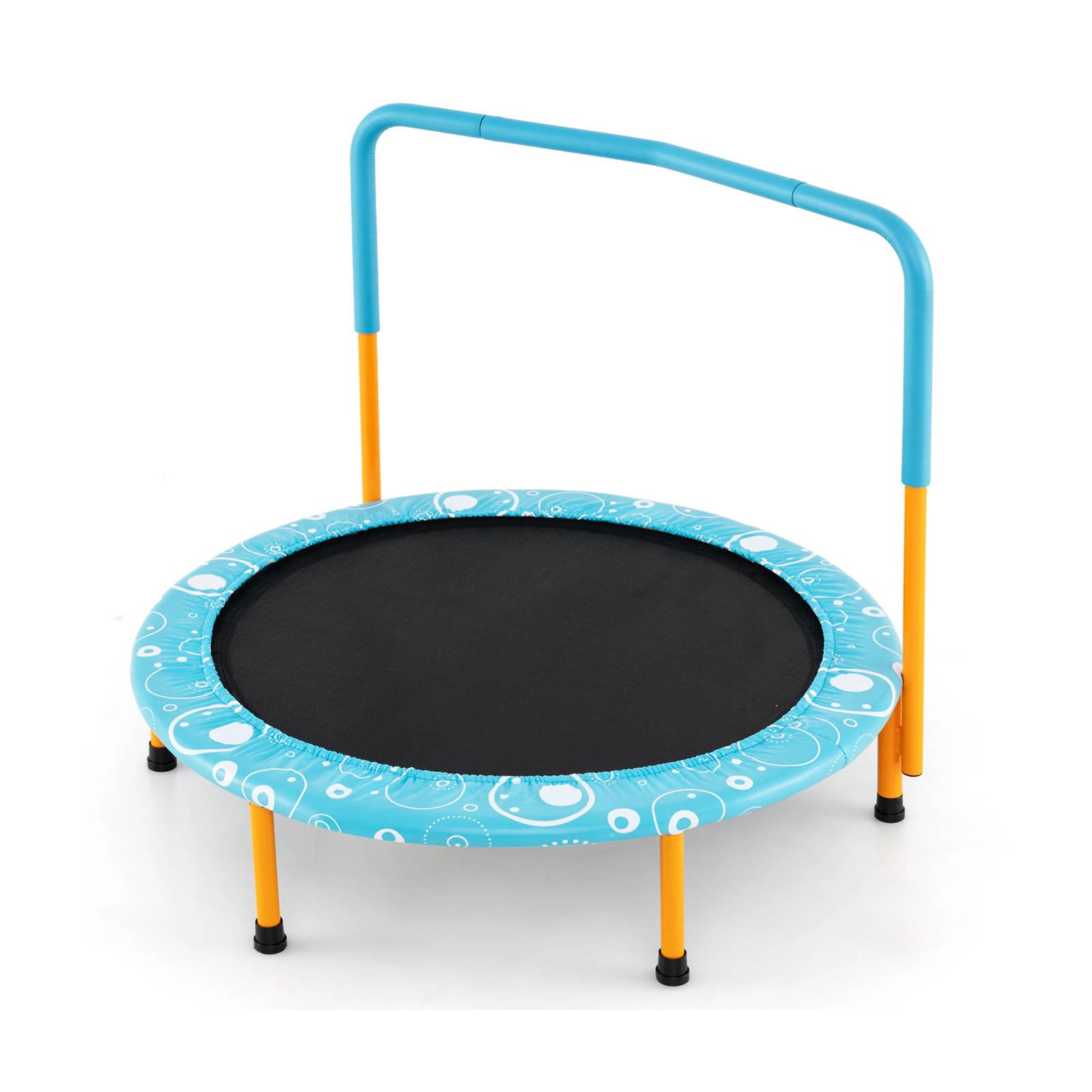 SUGIFT 36-in Folding Kids Trampoline Mini Rebounder with Full Covered Foam Handrail 330-lb Capacity Ages 3-10 Orange