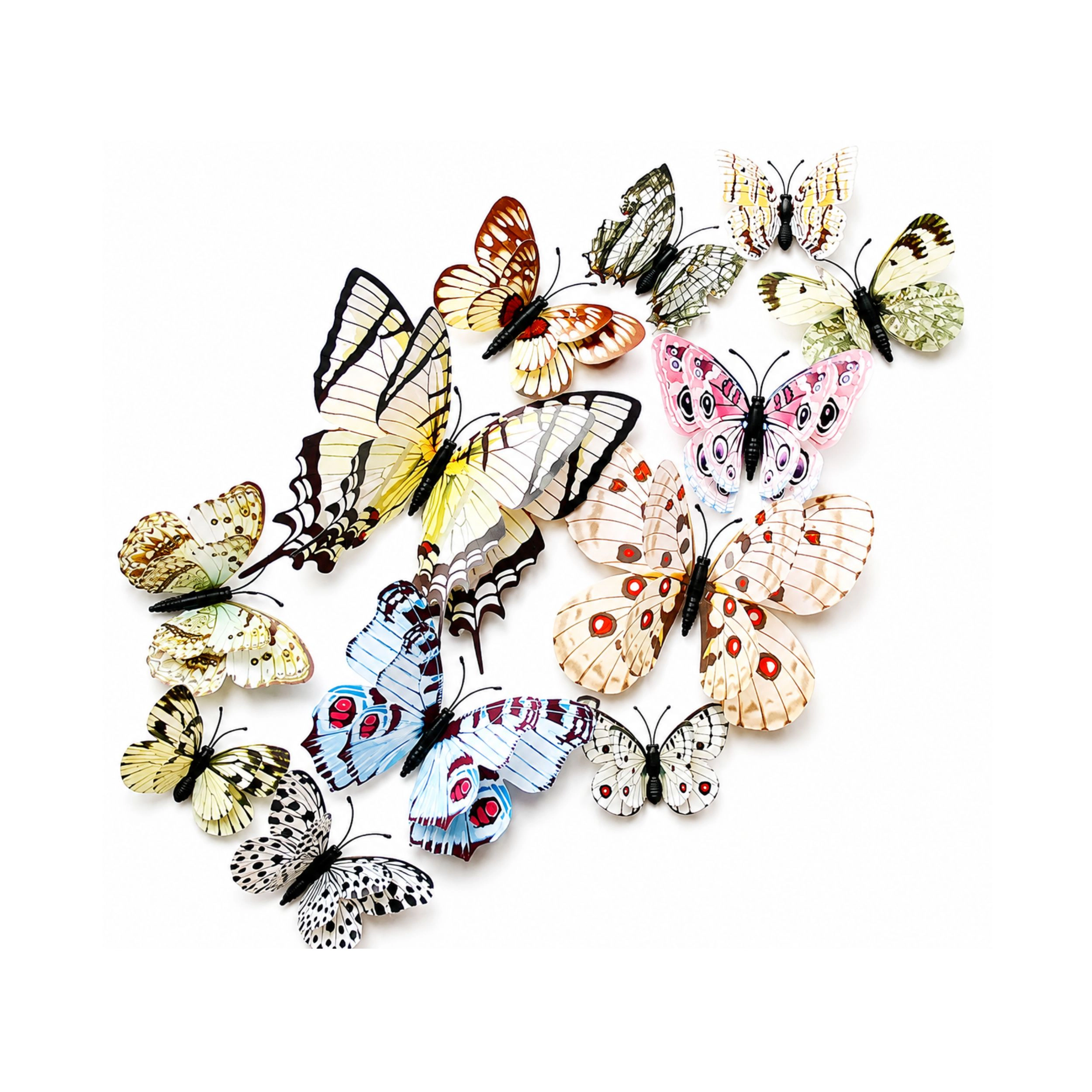 Stock Preferred Pack of 24 3D Butterfly Wall Decor Stickers with Magnets Reusable Waterproof
