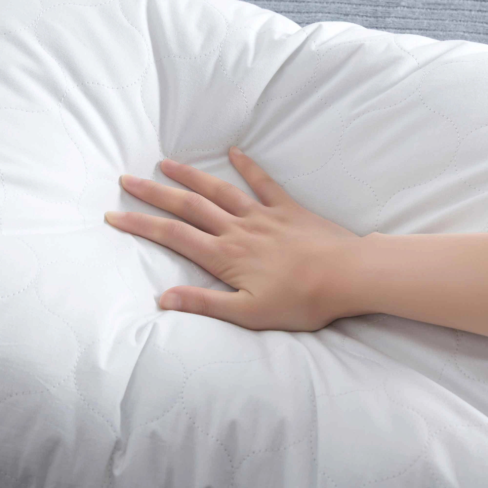 PEACENEST Gourd Quilted Goose Feather Pillow Set Soft Supportive Bed Pillows