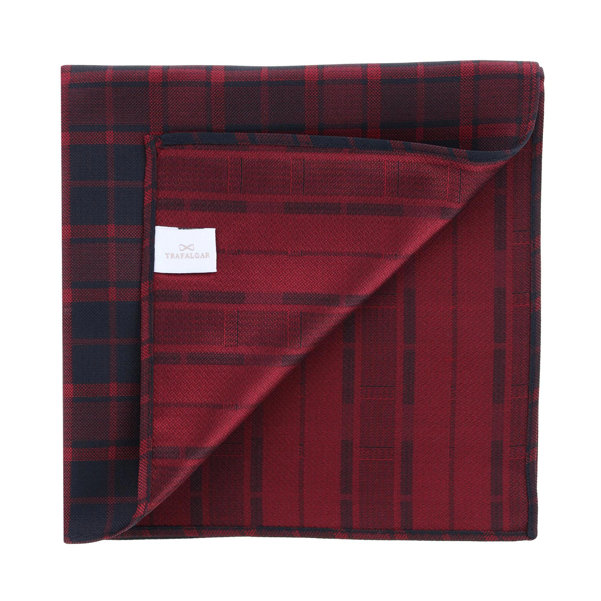 Trafalgar Kincade Red Blackwatch Plaid Silk Pocket Square