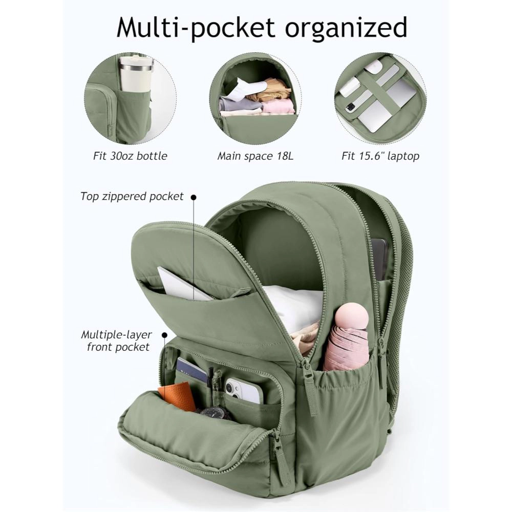 Clear Skye Unisex Grey Sage Water-Resistant Travel Backpack