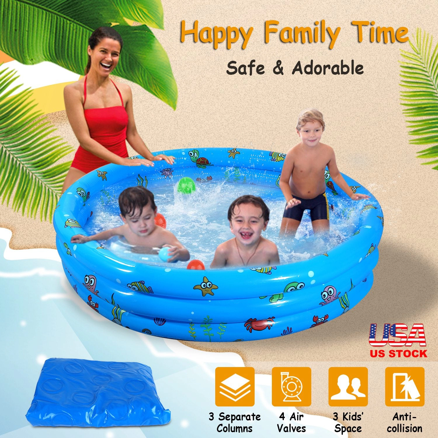 GBruno 52-Inch 3-Tier Inflatable Swimming Pool