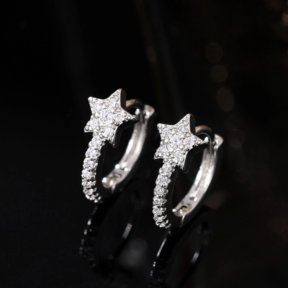 Dazzling Stars Hoop Earrings Full with Cubic Zirconia